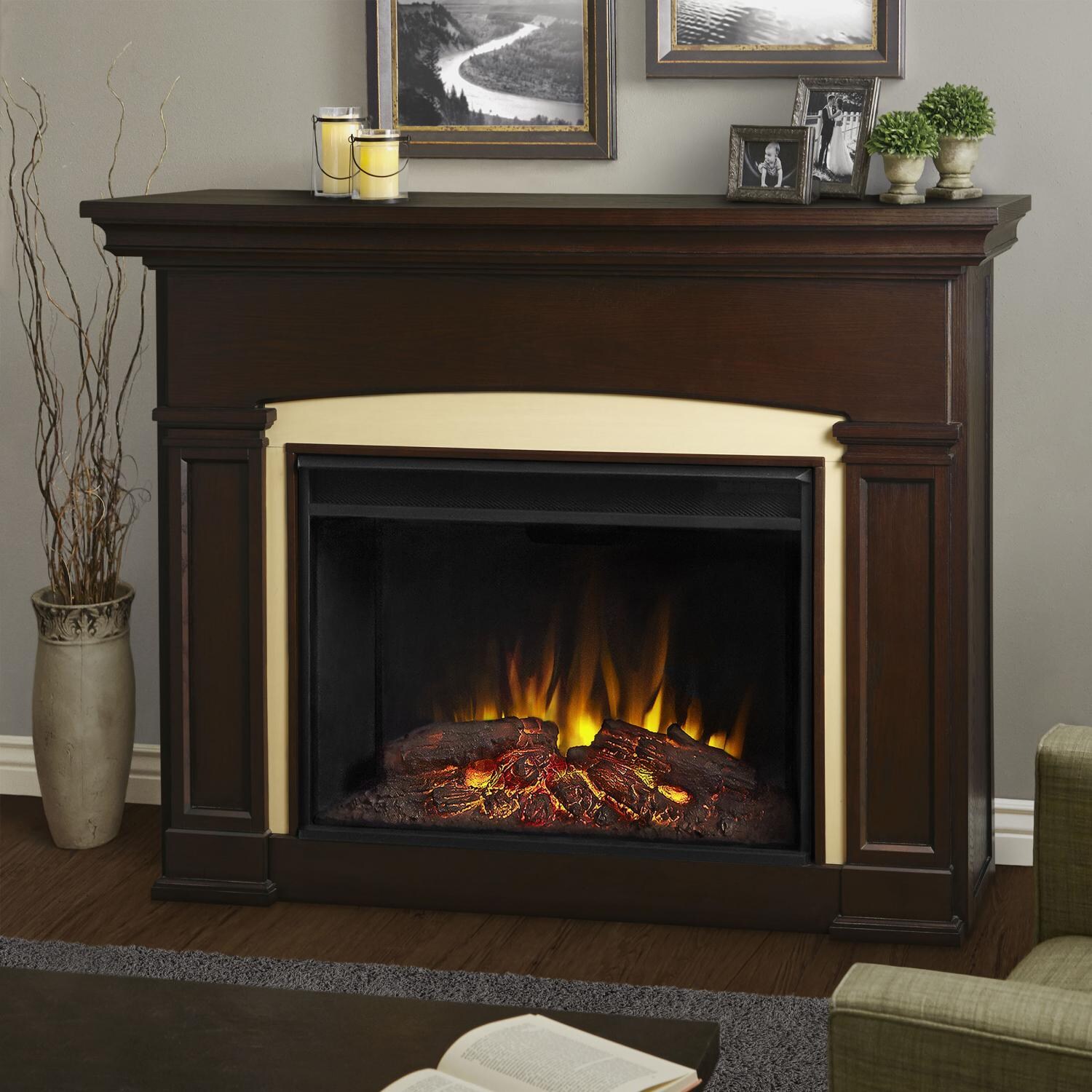 Real Flame Holbrook Grand Electric Fireplace - Lifestyle - Dark Walnut thumbnail