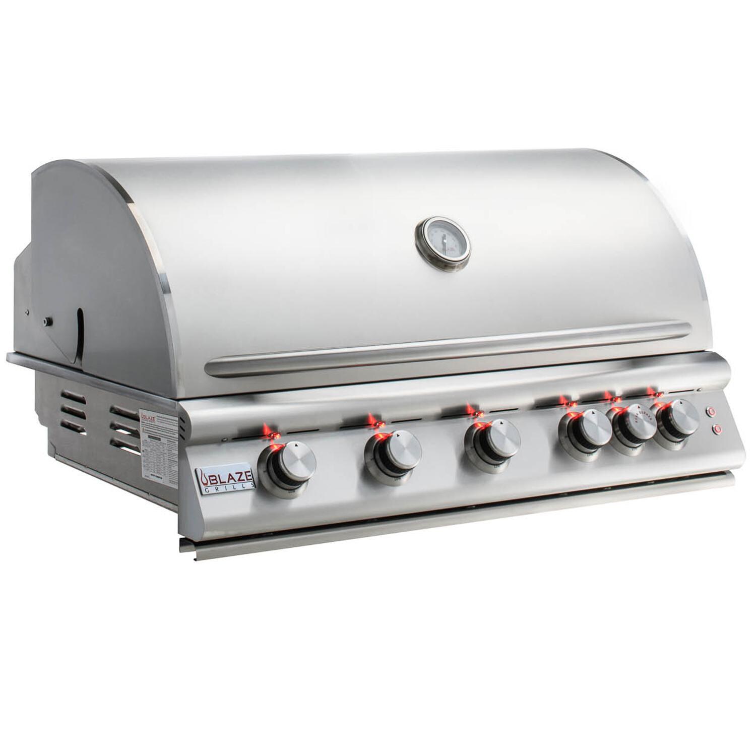Blaze BLZ-5LTE2-NG Premium LTE 40-Inch 5-Burner Built-In Natural Gas Grill - Hood Closed thumbnail