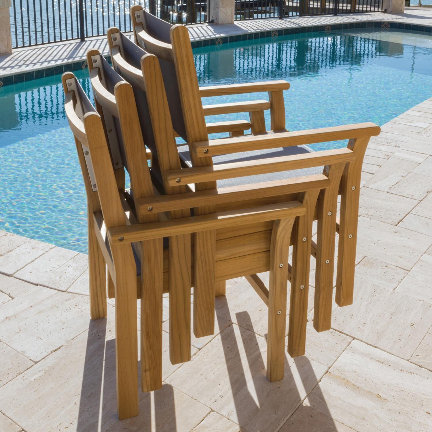 Royal Teak Collection Captiva Stacking Teak Patio Dining Arm Chair - Stacked thumbnail