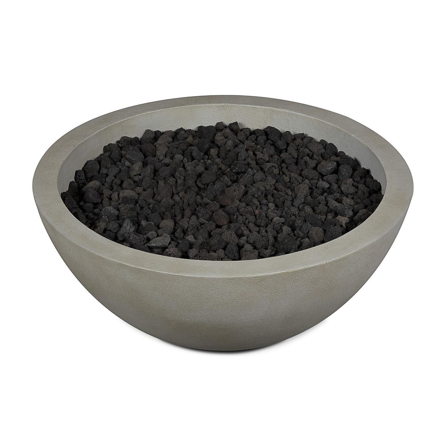 Dustyview 42 Inch Round Glass Fiber Reinforced Concrete Propane Fire Bowl in Shade by BBQGuys Signature - Top View - White Background thumbnail