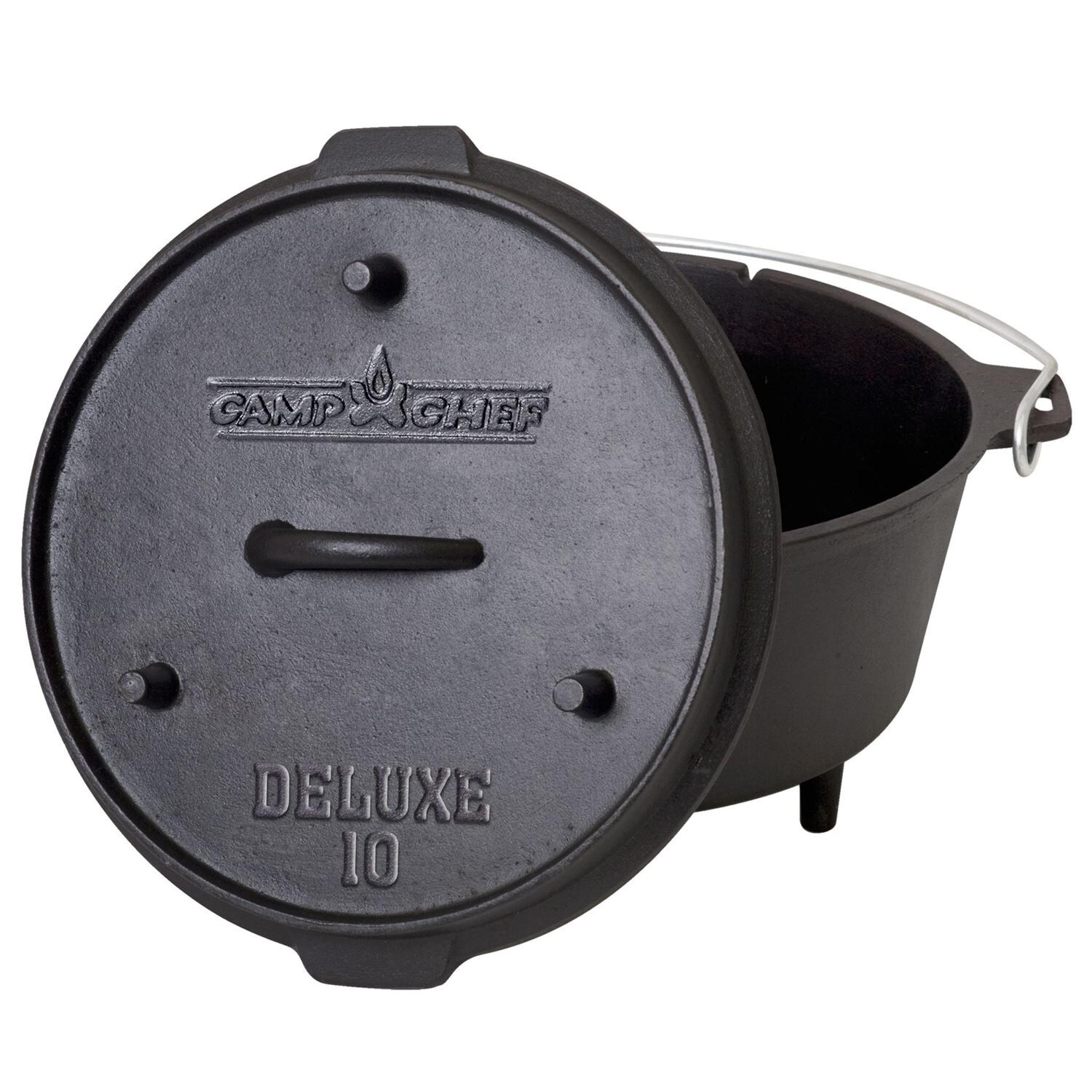 Camp Chef Deluxe 6-Quart Seasoned Cast Iron Dutch Oven w/ 1 1/8-Quart Lid & Lid Lifter - DO10 thumbnail