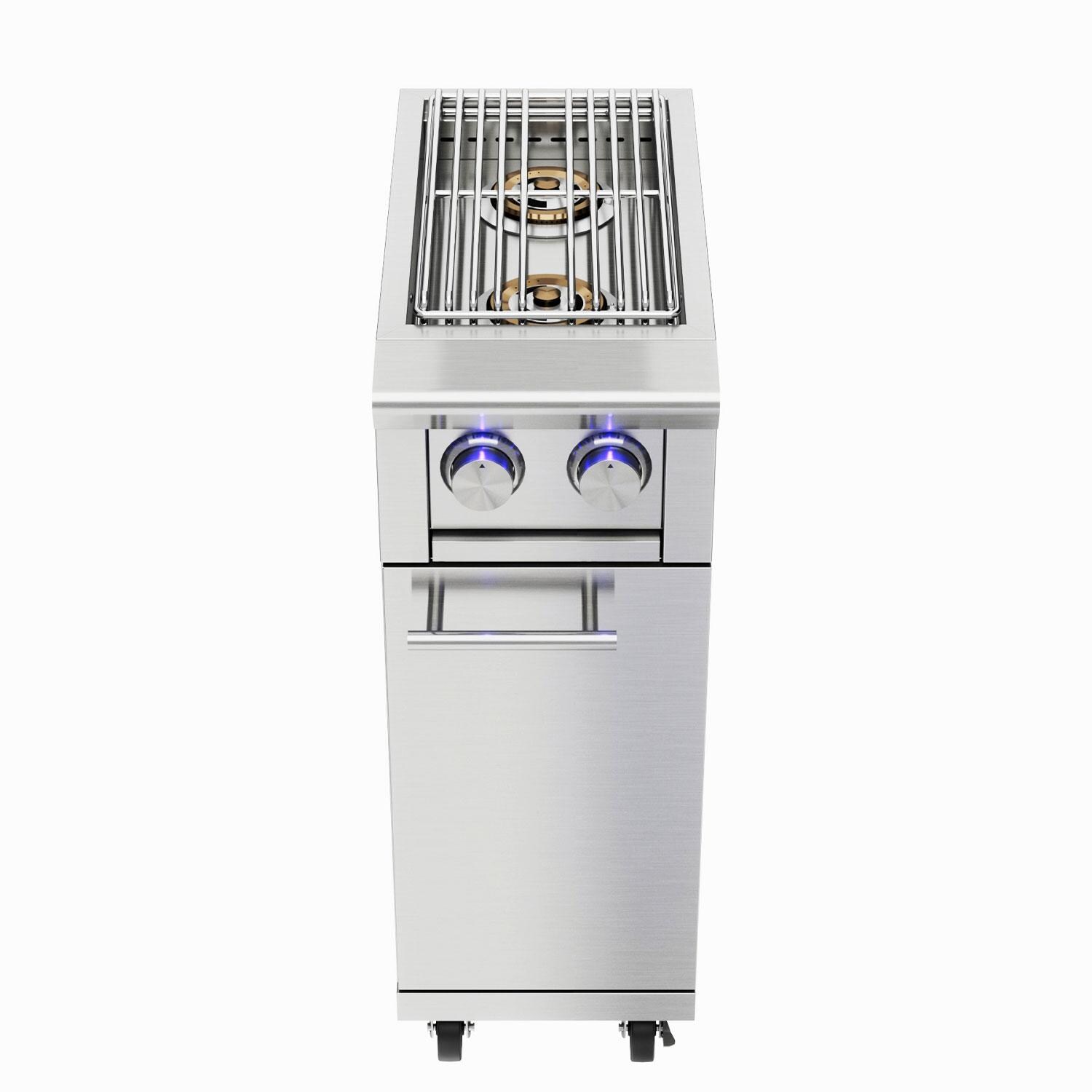 XO Appliance XOGCARTSBXLT Stainless Steel Side Burner Cart - Side Burner Not Included - Overhead View - White Background thumbnail