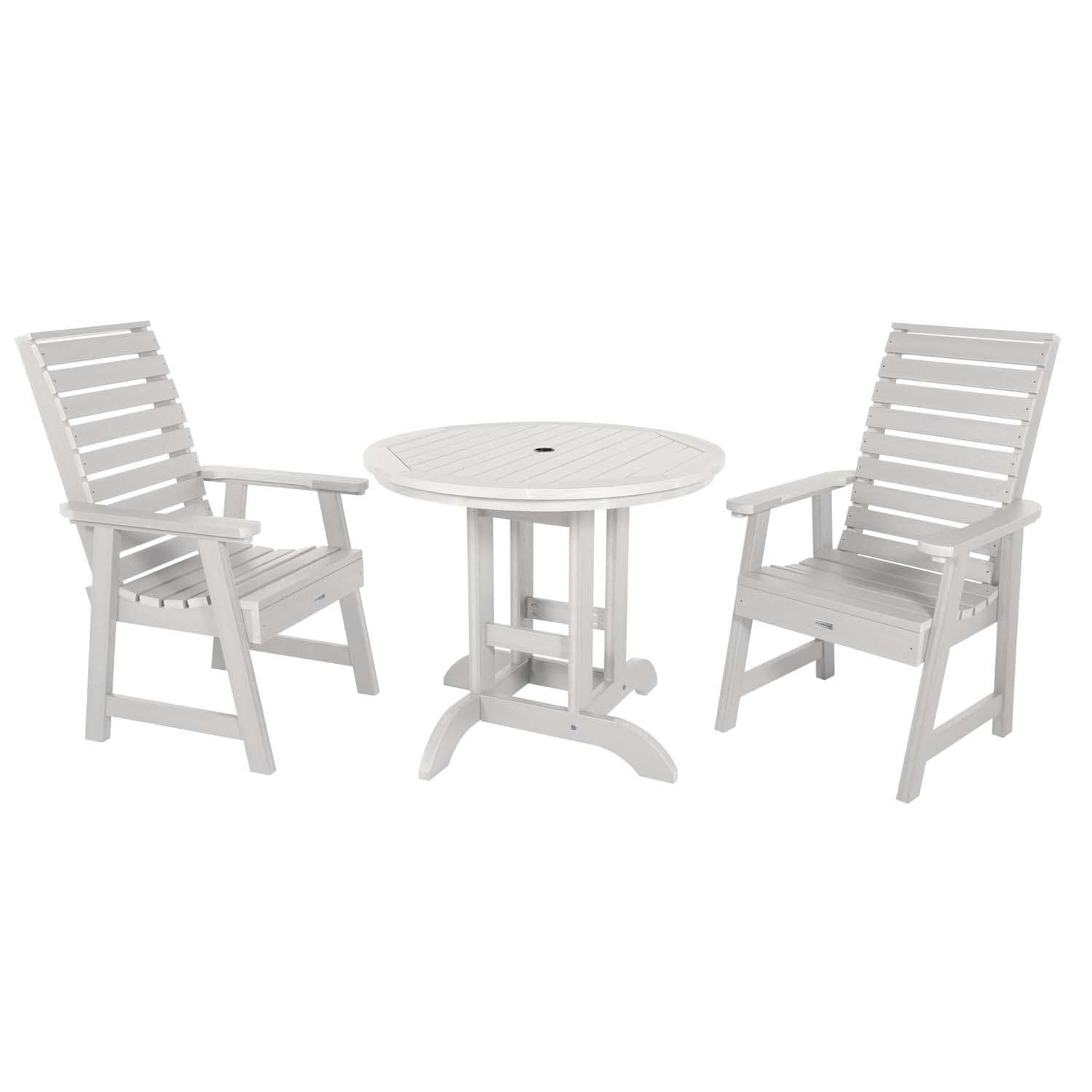 Elm Pointe 3 Pc Recycled Plastic Round Dining Set in White By Lakeview Outdoor Designs - White Background thumbnail
