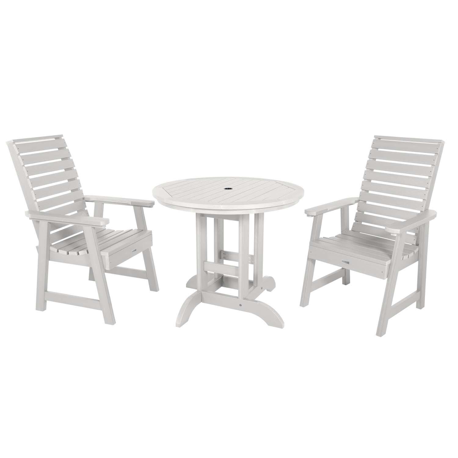 Elm Pointe 3 Pc Recycled Plastic Round Dining Set in White By Lakeview Outdoor Designs - White Background thumbnail