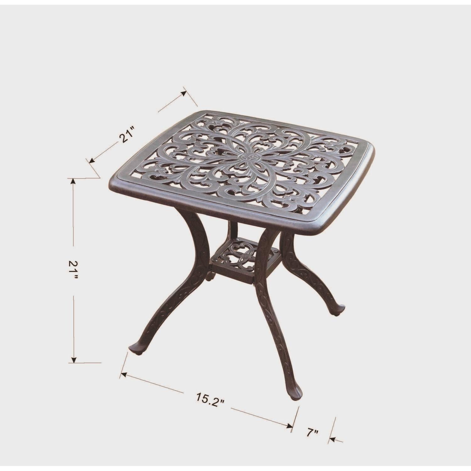 Series 80 21-in Square Cast Aluminum End Table by Darlee - Dimensional thumbnail