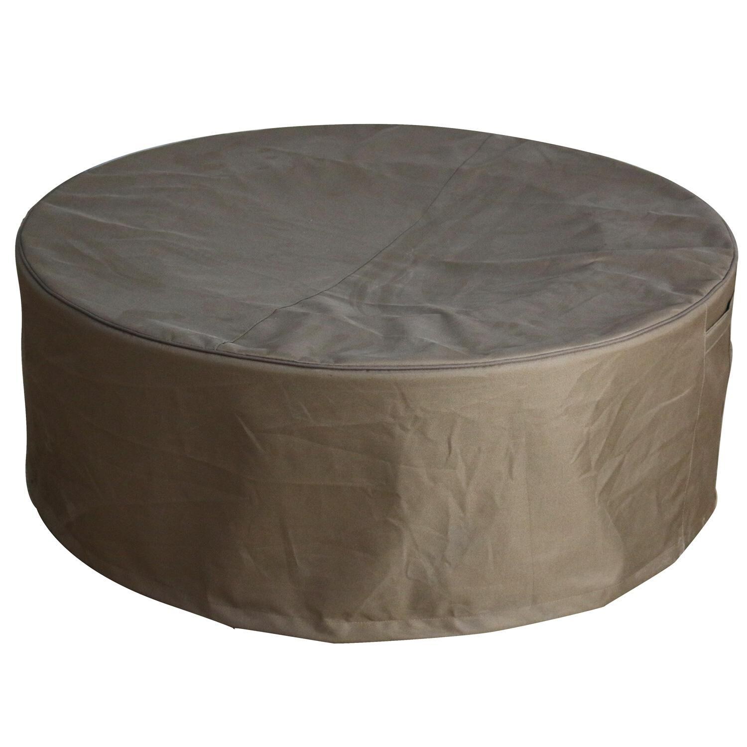 Elementi OFG145RW-LP Manchester 42-Inch Round Propane Fire Pit Table - Fire Table Cover - White Background thumbnail