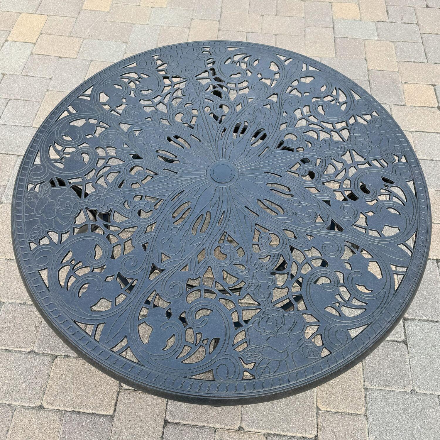 Darlee Cast Aluminum 42-in Round Chat Table - Overhead View - Lifestyle thumbnail