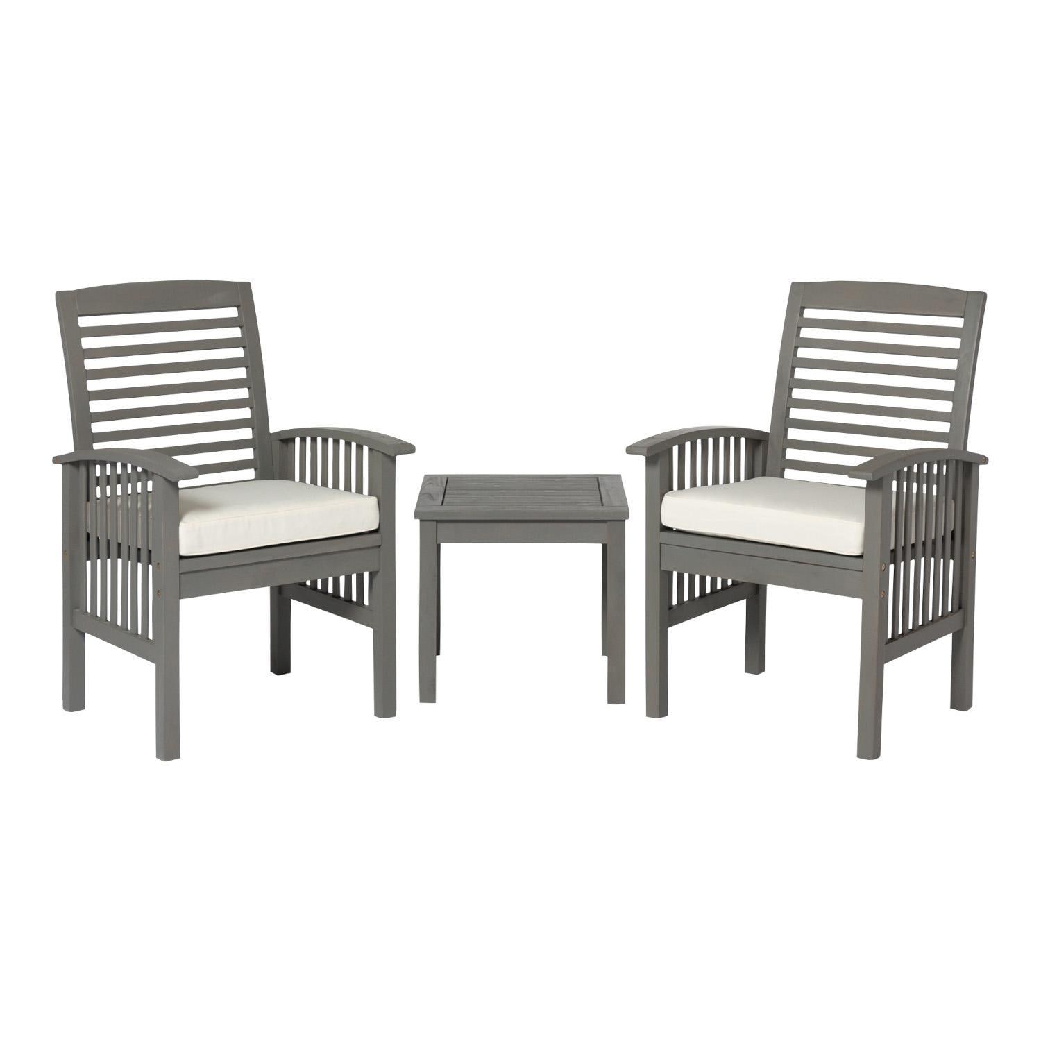 Ultimate Patio 3 Piece Acacia Seating Set W/ 20 Inch Square End Table - Gray Wash - Front View thumbnail