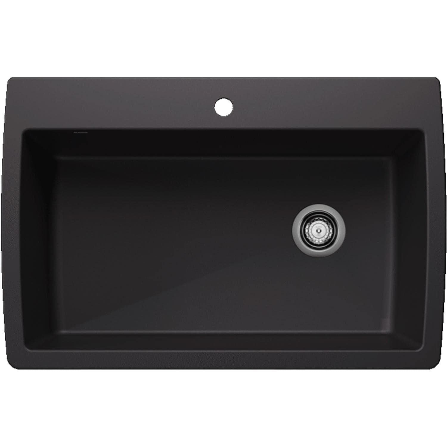 Blanco 442917 + 526374 + 240327 Diamond Silgranit 33.5 X 22 Drop-In/Undermount Sink (Coal Black) w/ Linus Pull Down Faucet and Matching Strainer - Sink - White Background thumbnail