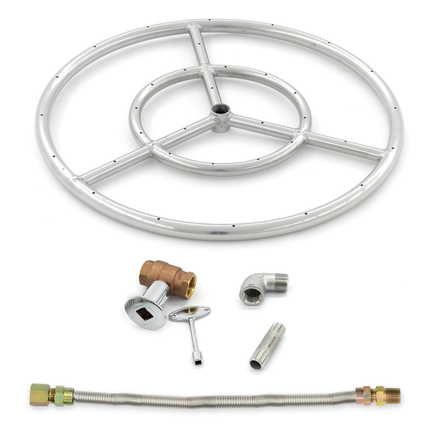 BBQGuys Signature Stainless Steel 18-Inch Three-Spoke Round Natural Gas Double-Ring Burner W/ Connection Kit image