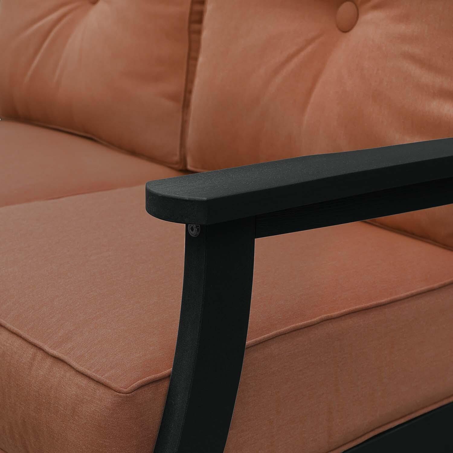 Blushing Bay 2 Person Recycled Plastic Loveseat in Canvas Persimmon/Black by Lakeview Outdoor Designs - Detail thumbnail