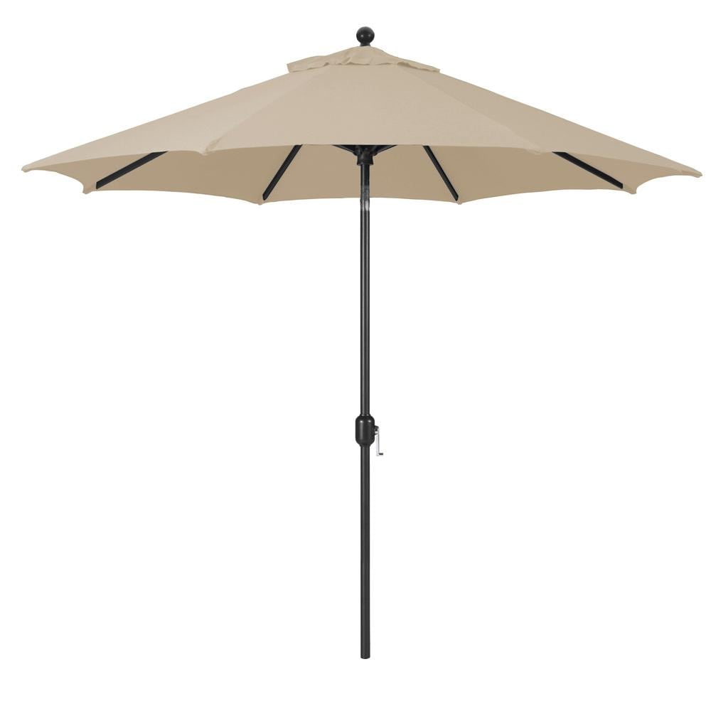 Galtech 9 Ft. Octagonal Aluminum Patio Umbrella W/ Crank Lift & Deluxe Auto Tilt - Black Frame W/ Antique Beige Sunbrella Fabric thumbnail