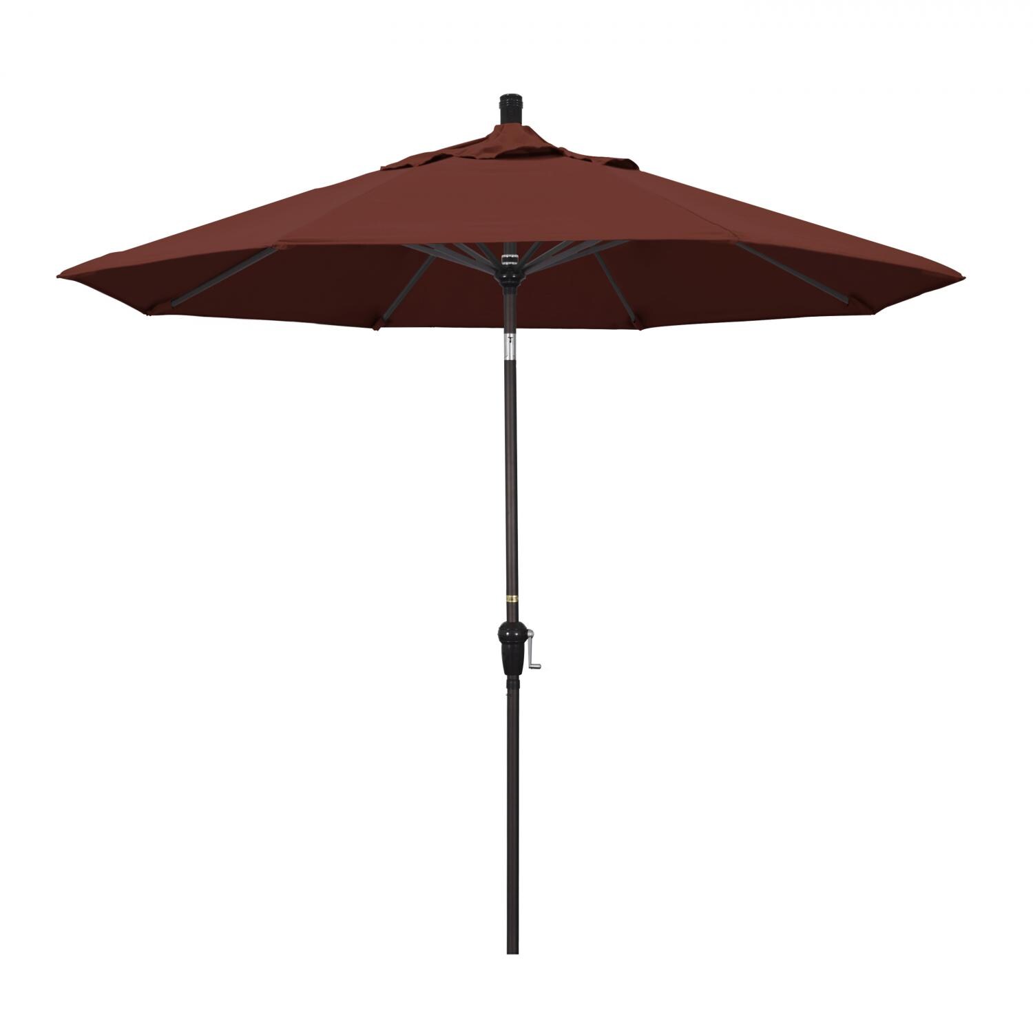 California Umbrella 9 Ft Octagonal Aluminum Auto Tilt Patio Umbrella W/ Crank Lift & Aluminum Ribs - Bronze Frame / Sunbrella Canvas Henna Canopy thumbnail