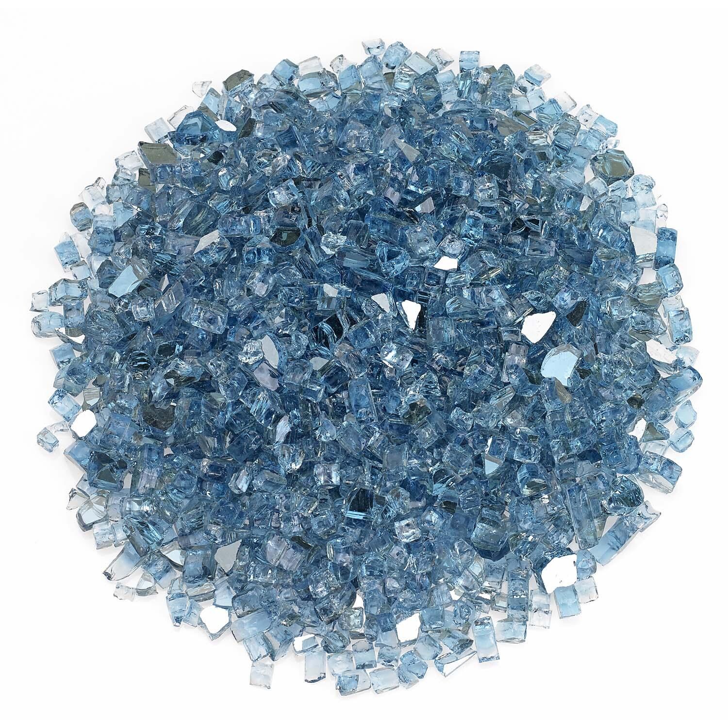 Ebel 1/4 Inch Blue Reflective Fire Glass By Ebel - 25 Lbs - White Background thumbnail