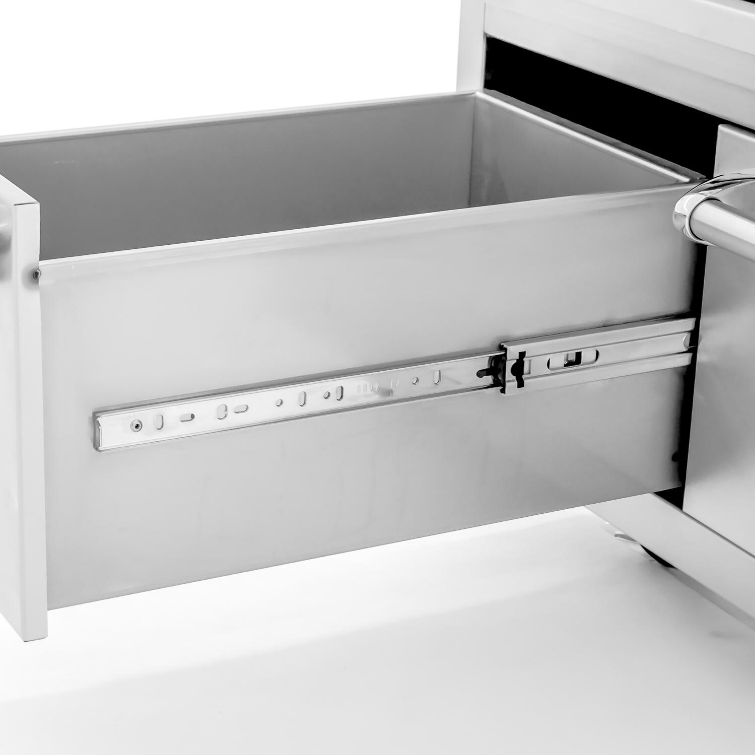 Cajun Grill Preaux 36-Inch Freestanding Charcoal Grill - Storage Drawer Fully Extended thumbnail