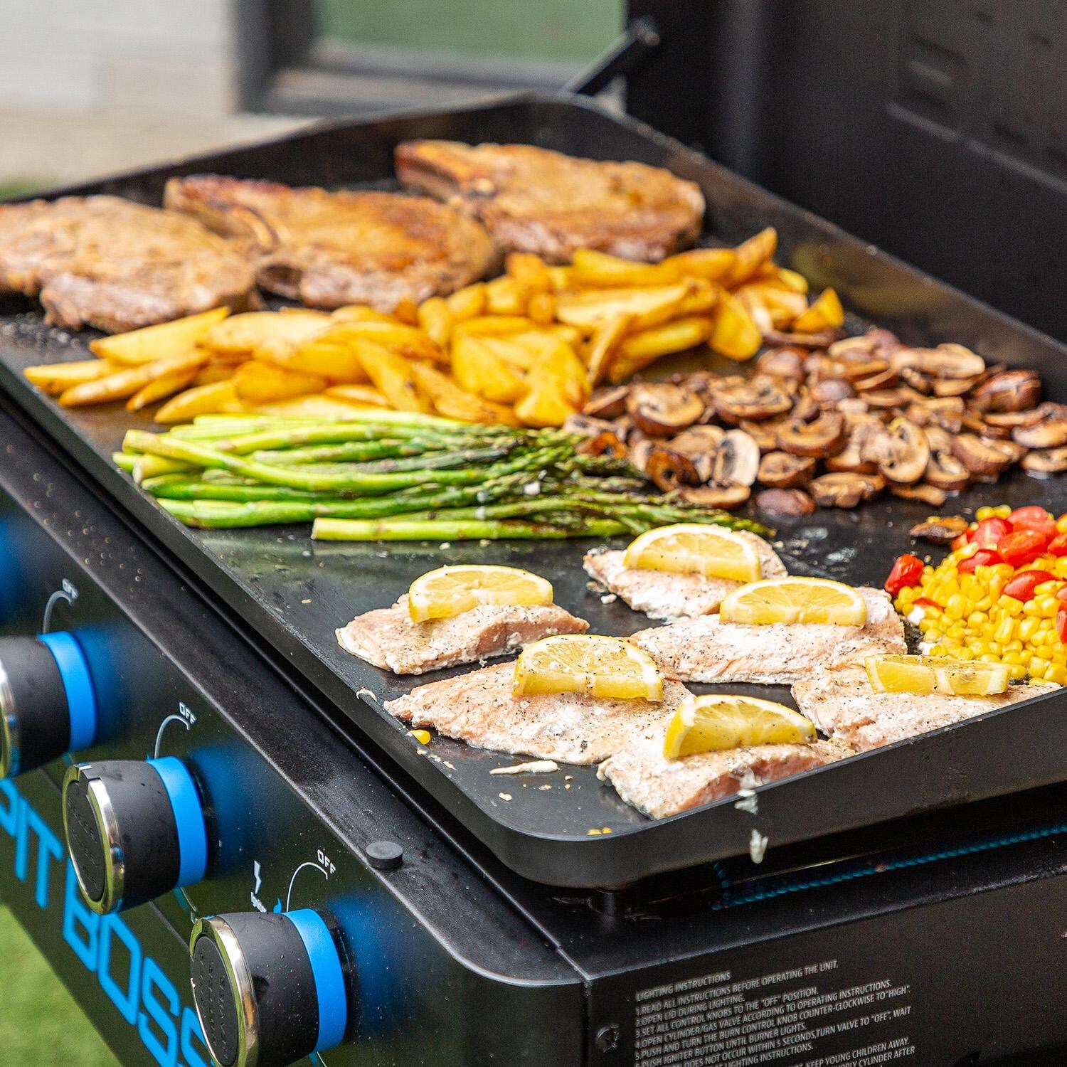 Pit Boss 10782 Ultimate Lift Off 4 Burner Propane Griddle - Meat & Veggies - Detail thumbnail