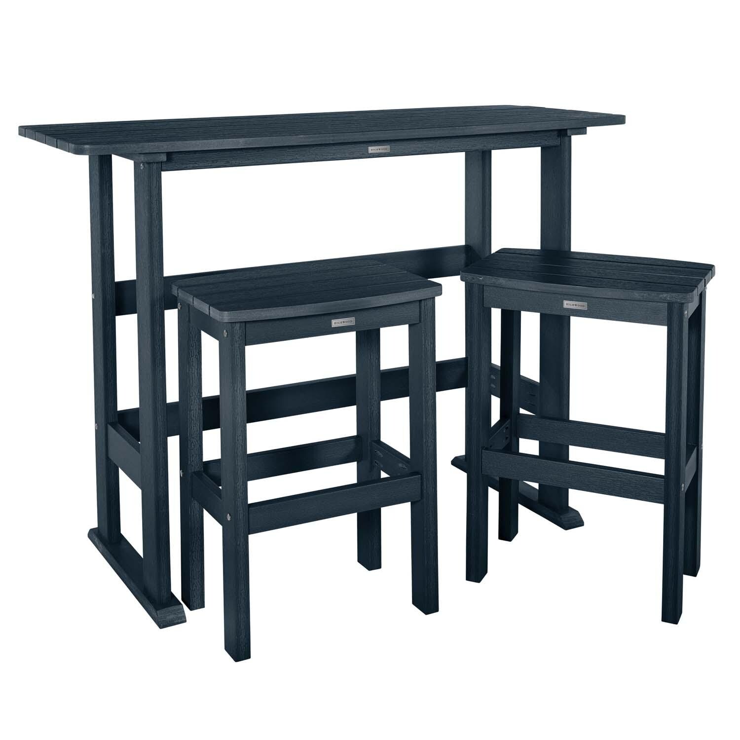 Hart Lane 3 Pc Recycled Plastic Bar Height Dining Set in Federal Blue By Lakeview Outdoor Designs - White Background thumbnail