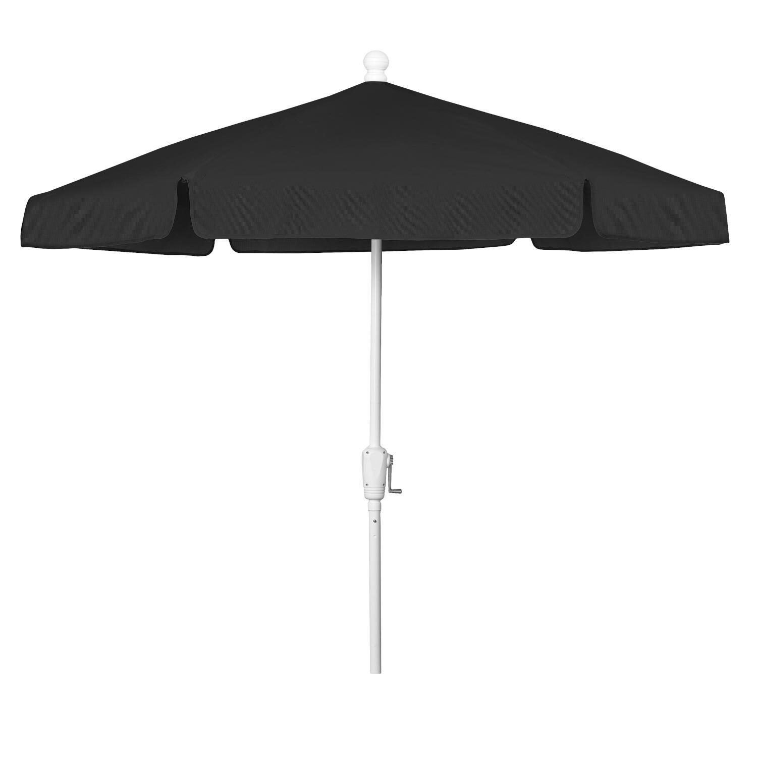 FiberBuilt 7.5 Ft. Aluminum Market Patio Umbrella W/ Crank Lift - White Pole / Black Vinyl