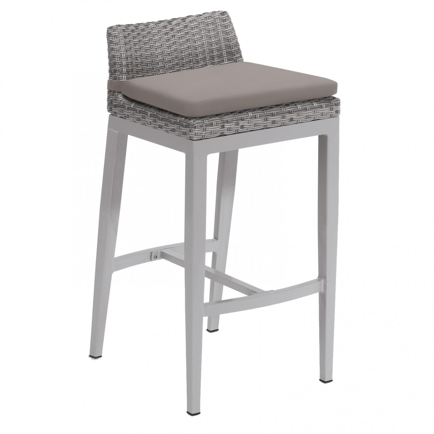 Argento Wicker Patio Bar Stool w/ Stone Cushion By Oxford Garden