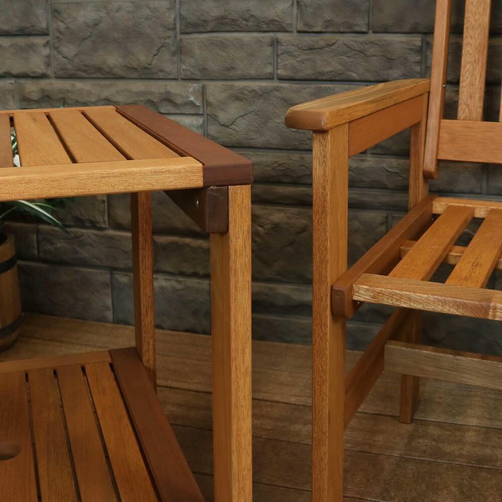 Ultimate Patio Meranti Wood 3-Piece Outdoor Patio Conversation Set - Detail thumbnail