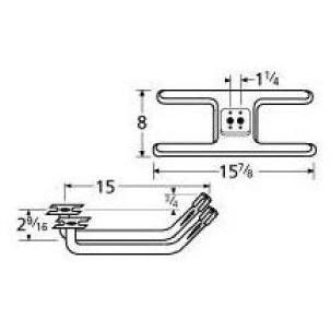 Stainless Steel H Twin, Centered, 1.25 Inch Offset Burner 10502-72902