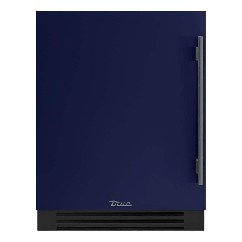 True TUWADA-24-LS-A~078-H05 ADA Height 24 Inch 40 Bottle Left Hinge Outdoor Wine Cabinet - Cobalt w/ Pewter Handle - White Background thumbnail