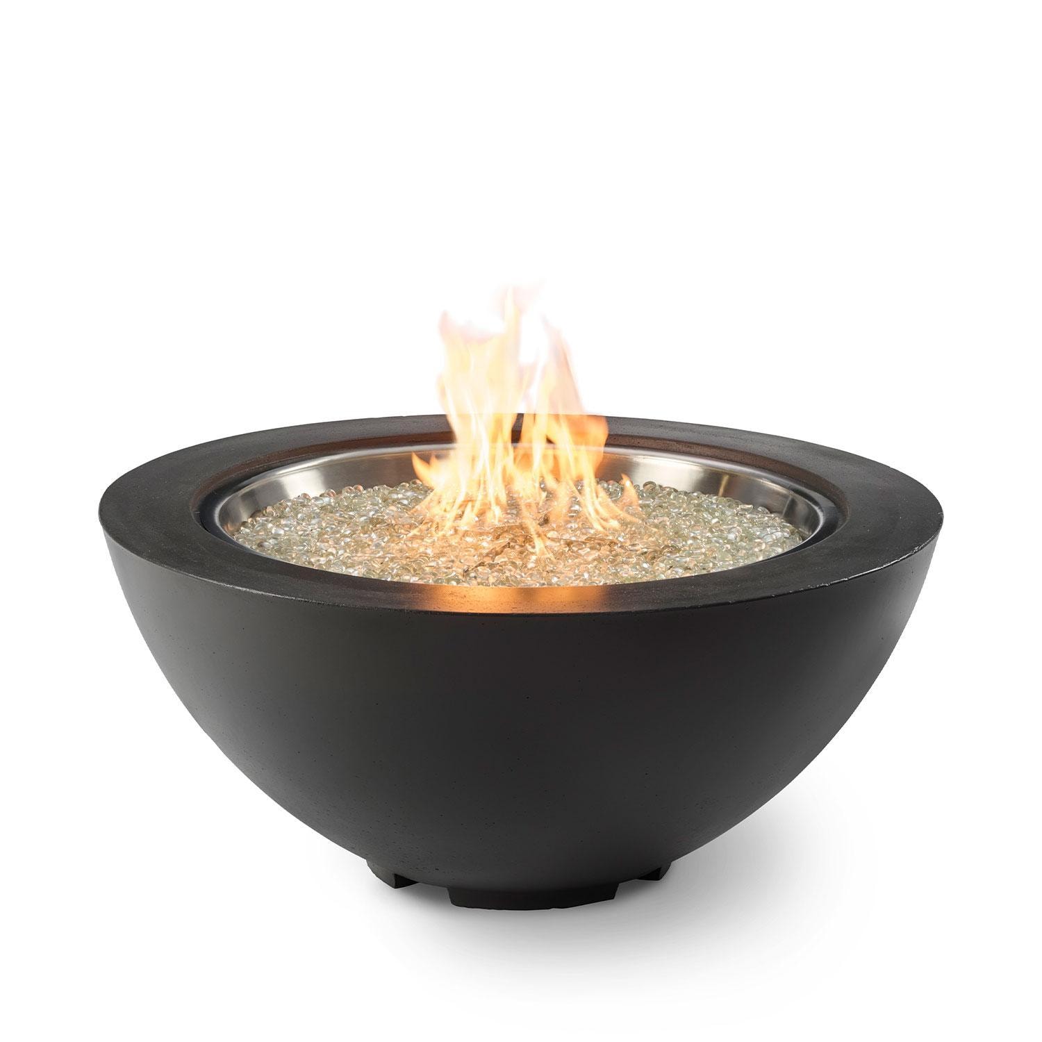 Villa View 42 Inch Round GFRC Propane Fire Bowl w/ Electronic Ignition  in Midnight Mist by Lakeview Outdoor Designs - On - White Background thumbnail