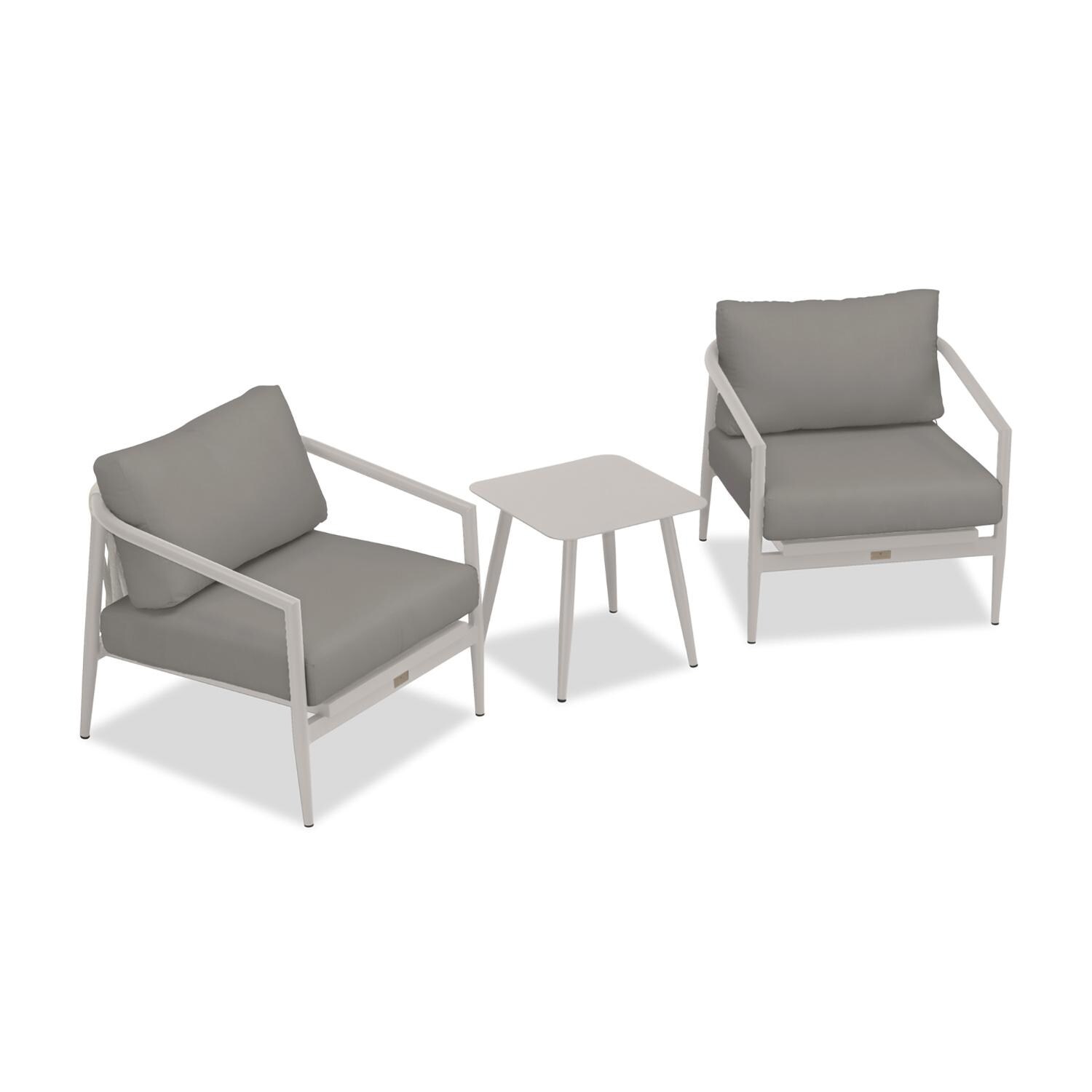 Lakeview Midnight Cove 3 Pc Aluminum Club Chair Seating Set in Urban Stone/Carrera/Canvas Charcoal - Top - White Background thumbnail