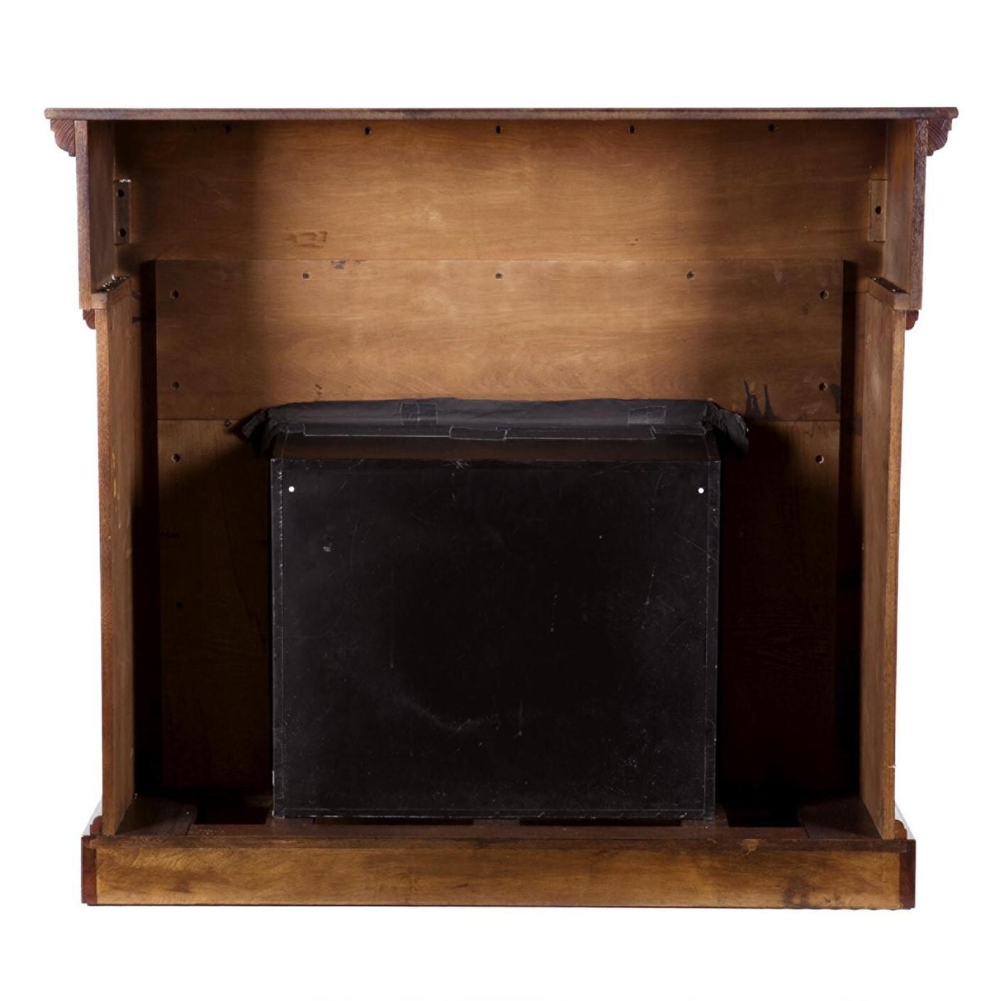 Southern Enterprises Calvert Carved 44-Inch Electric Fireplace Mantel W/ Infrared Heater - Rich Espresso - FI9278 - Back View thumbnail