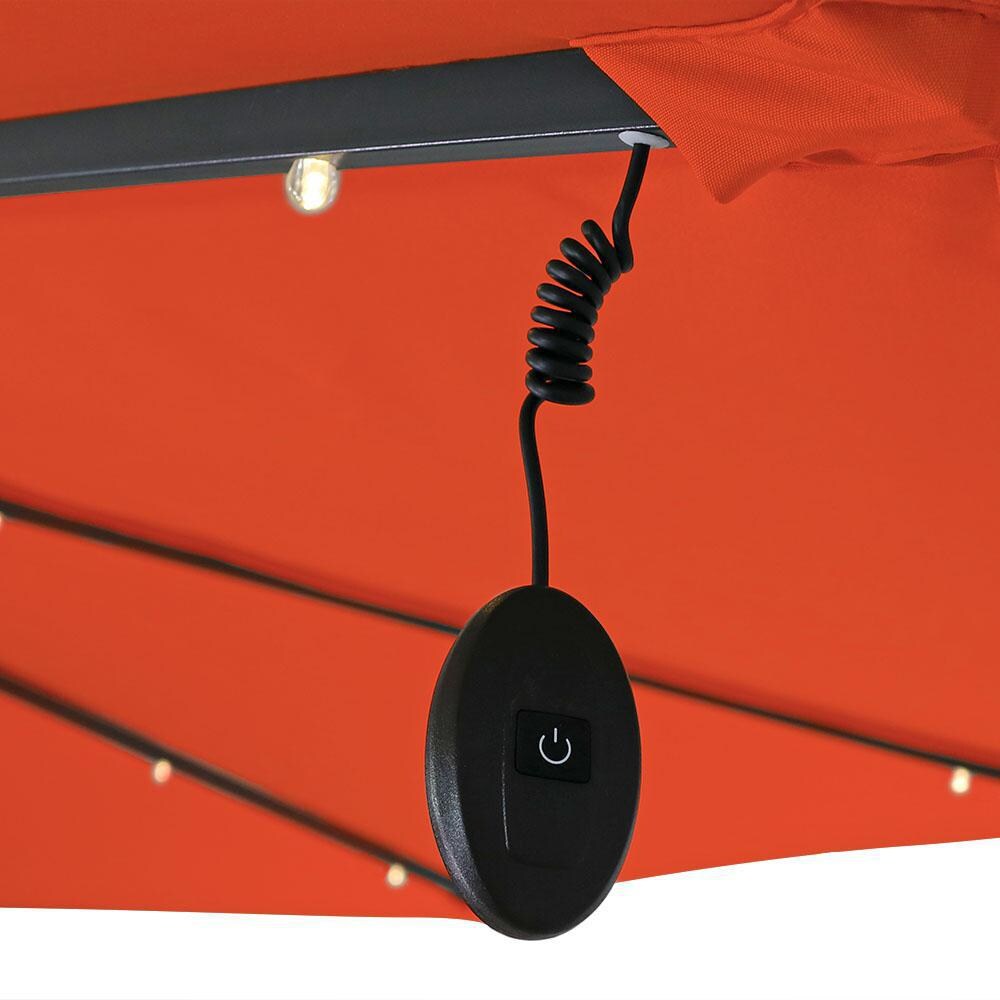 Ultimate Patio 10 Ft. Solar Lighted Octagonal Patio Cantilever Umbrella W/ Crank - Burnt Orange - Light Switch thumbnail
