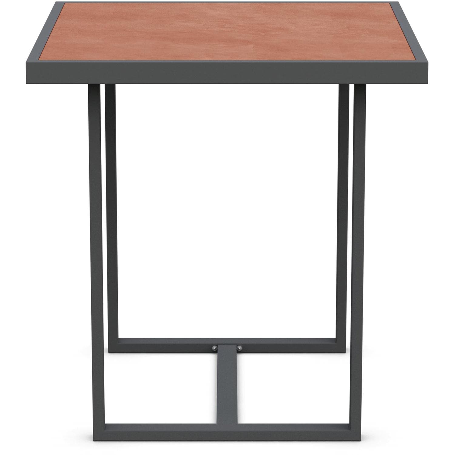 Azzurro Living Pavia 35 Inch Charcoal Aluminum Counter Table W/ Umber Dekton Top - Side - White Background thumbnail