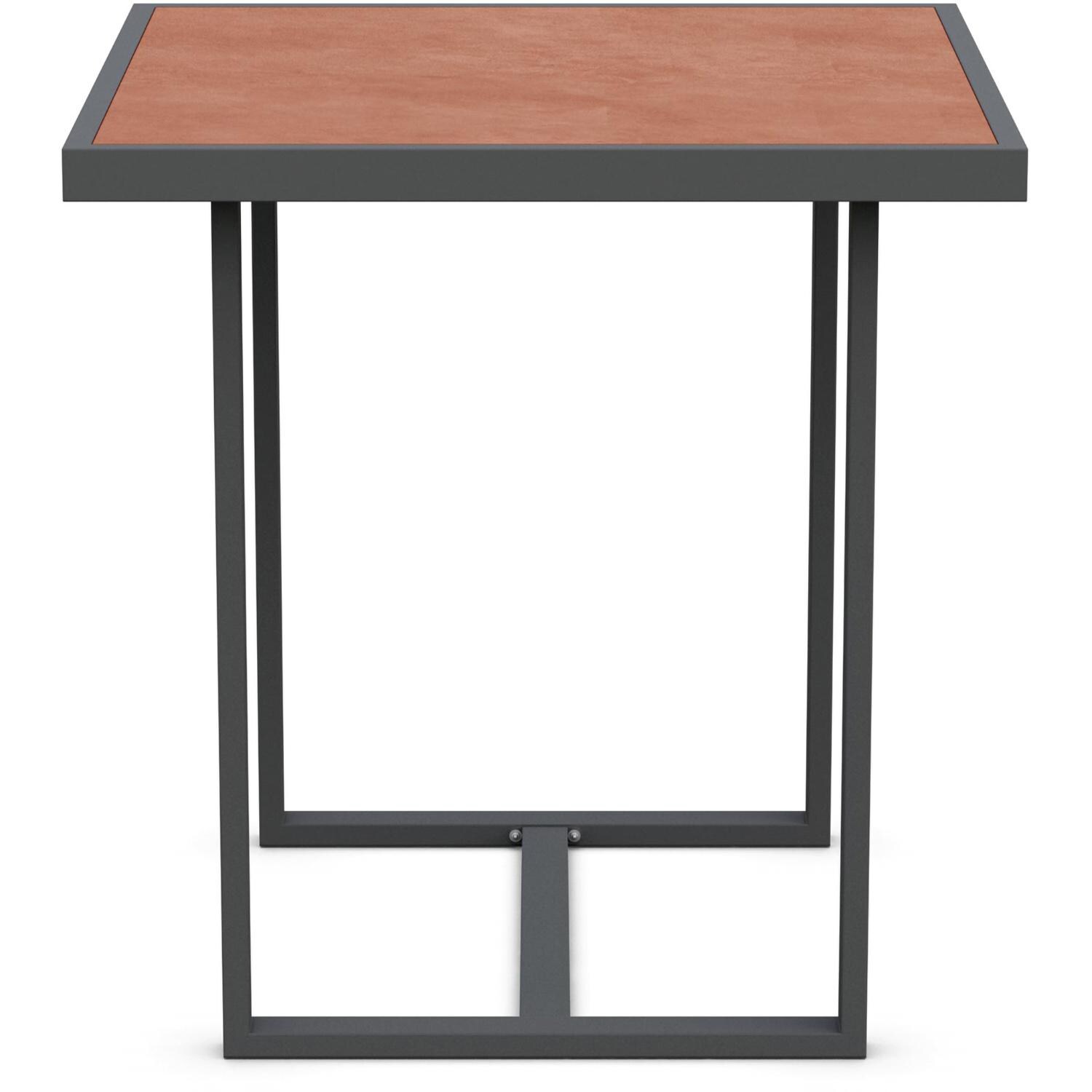 Azzurro Living Pavia 35 Inch Charcoal Aluminum Counter Table W/ Umber Dekton Top - Side - White Background thumbnail