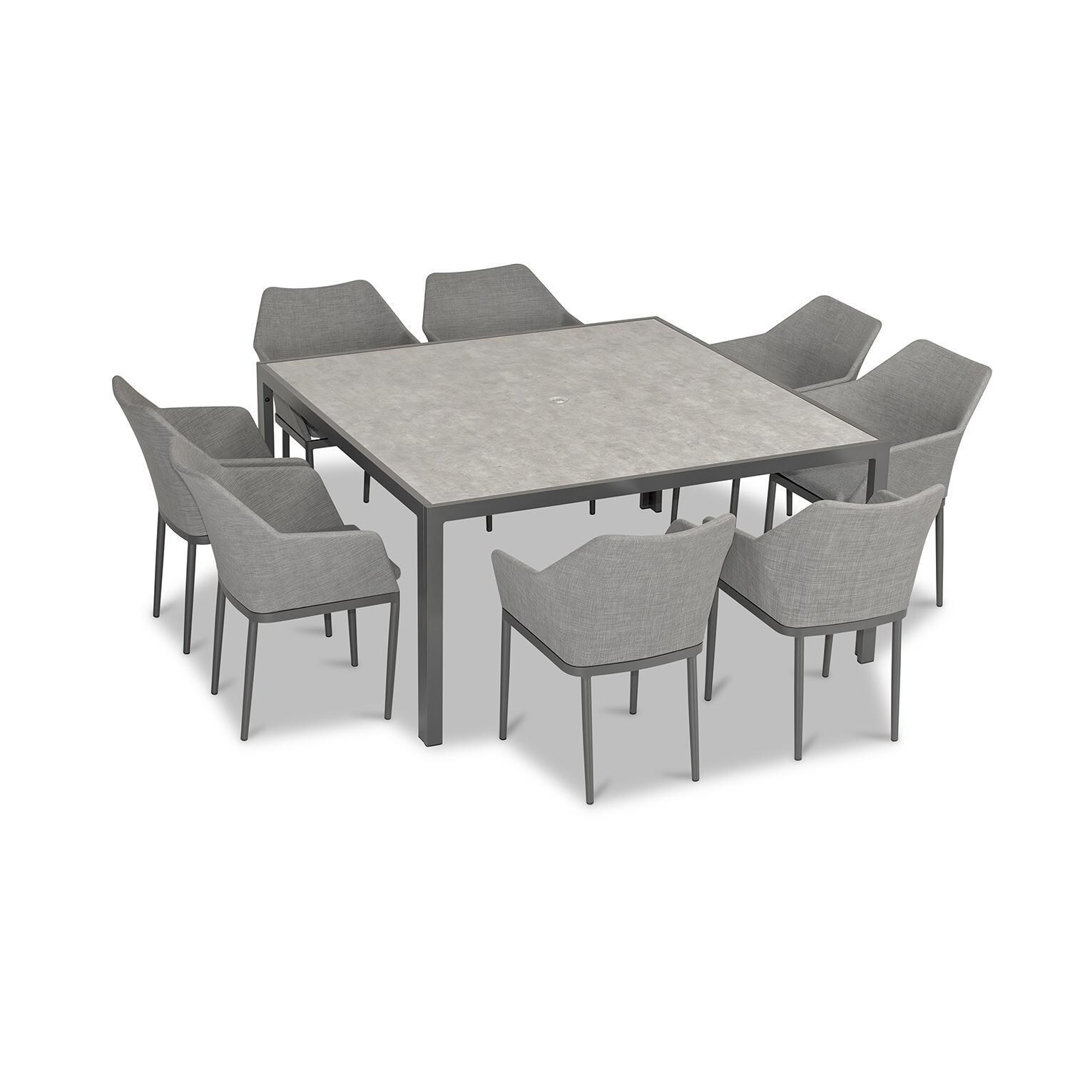 Starlook Bay 9 Pc Aluminum Square Dining Set in Slate by Lakeview - Top View - White Background thumbnail