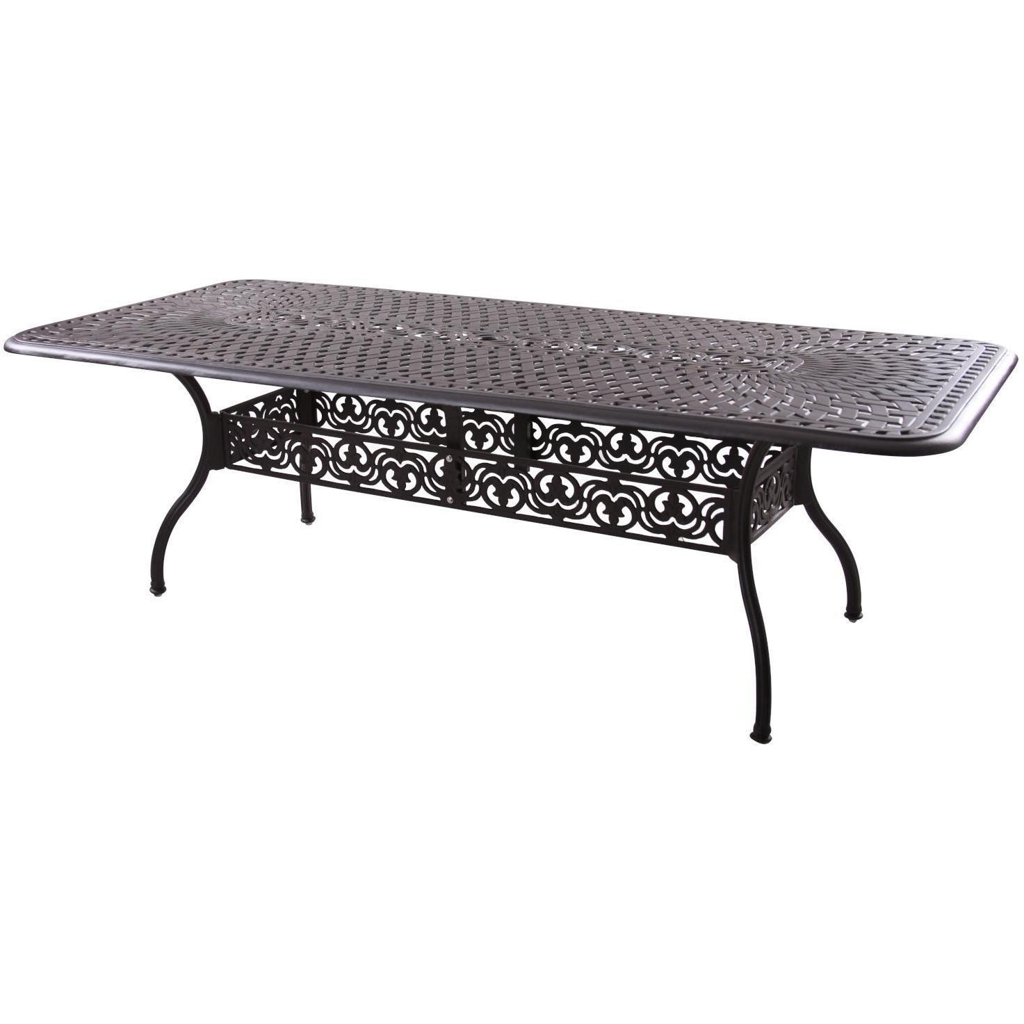 Darlee Santa Barbara 9 Pc Cast Aluminum Patio Dining Arm Chair Set w/ 92 X 42 Inch Rectangular Table & Beige Canvas Cushions - Dining Table - White Background thumbnail