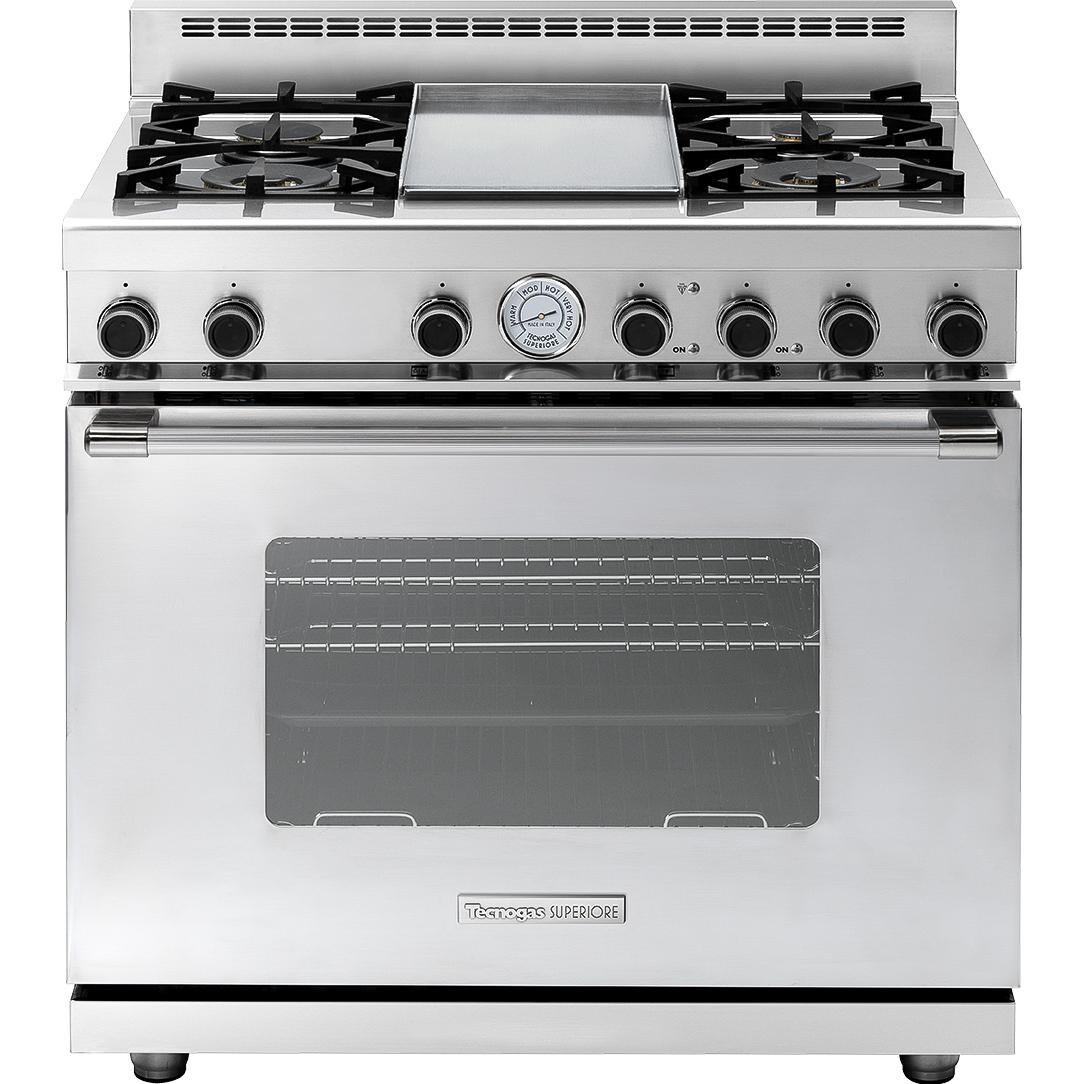 Tecnogas Superiore 36-Inch NEXT Classic Natural Gas Range With 4 Burners & Griddle - Stainless Steel - RN362GCS-S