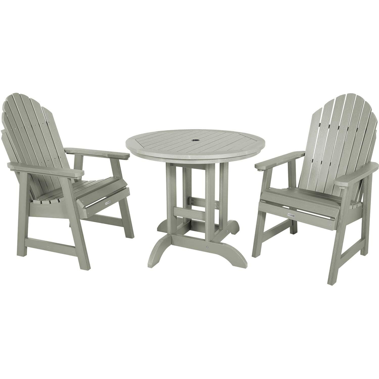 Dream Bay 3 Pc Recycled Plastic Round Dining Set in Eucalyptus By Lakeview Outdoor Designs - White Background thumbnail