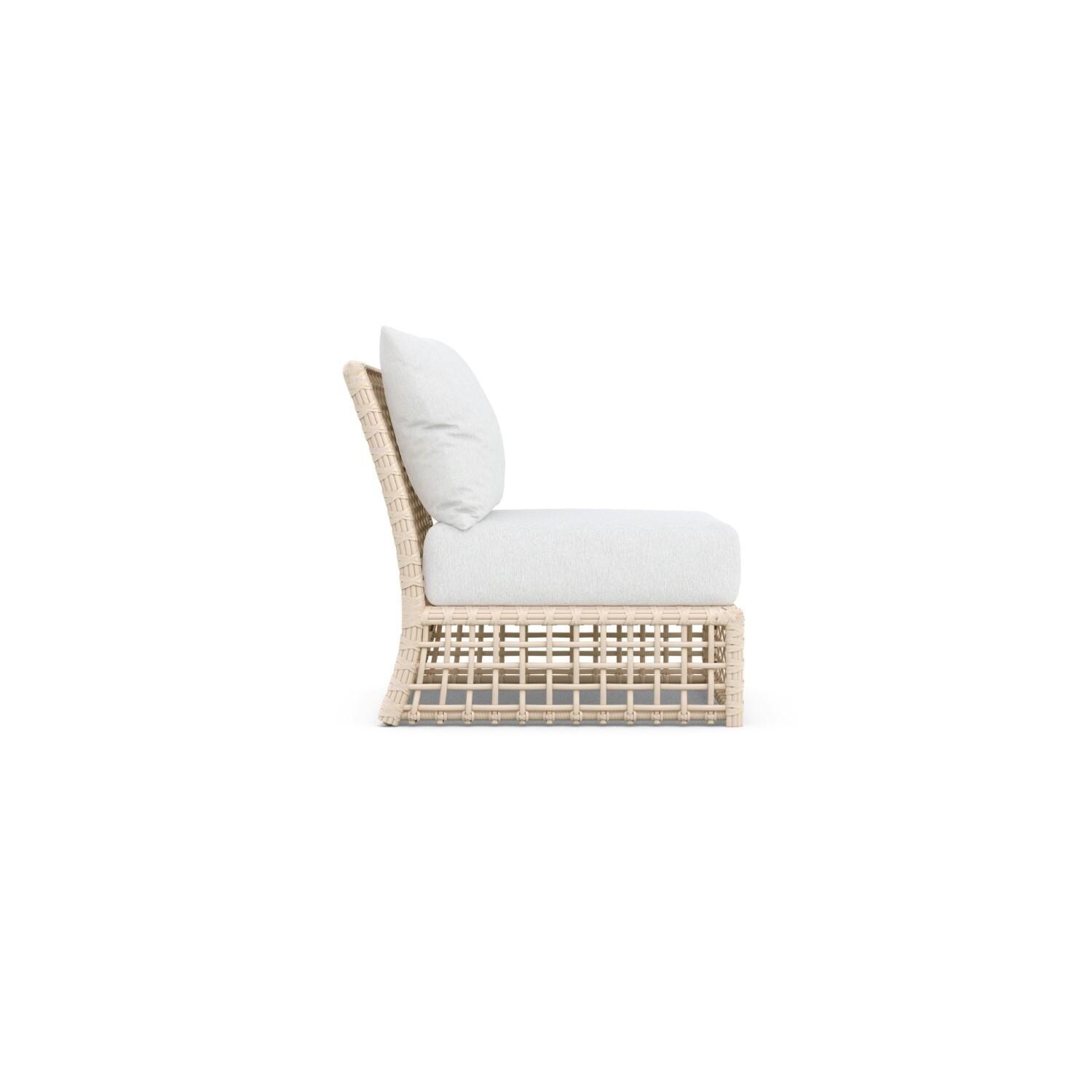 Azzurro Living KIA-W05AC-CU Kiawah Wicker Armless Club Chair in Almond/Cloud - Side - White Background thumbnail