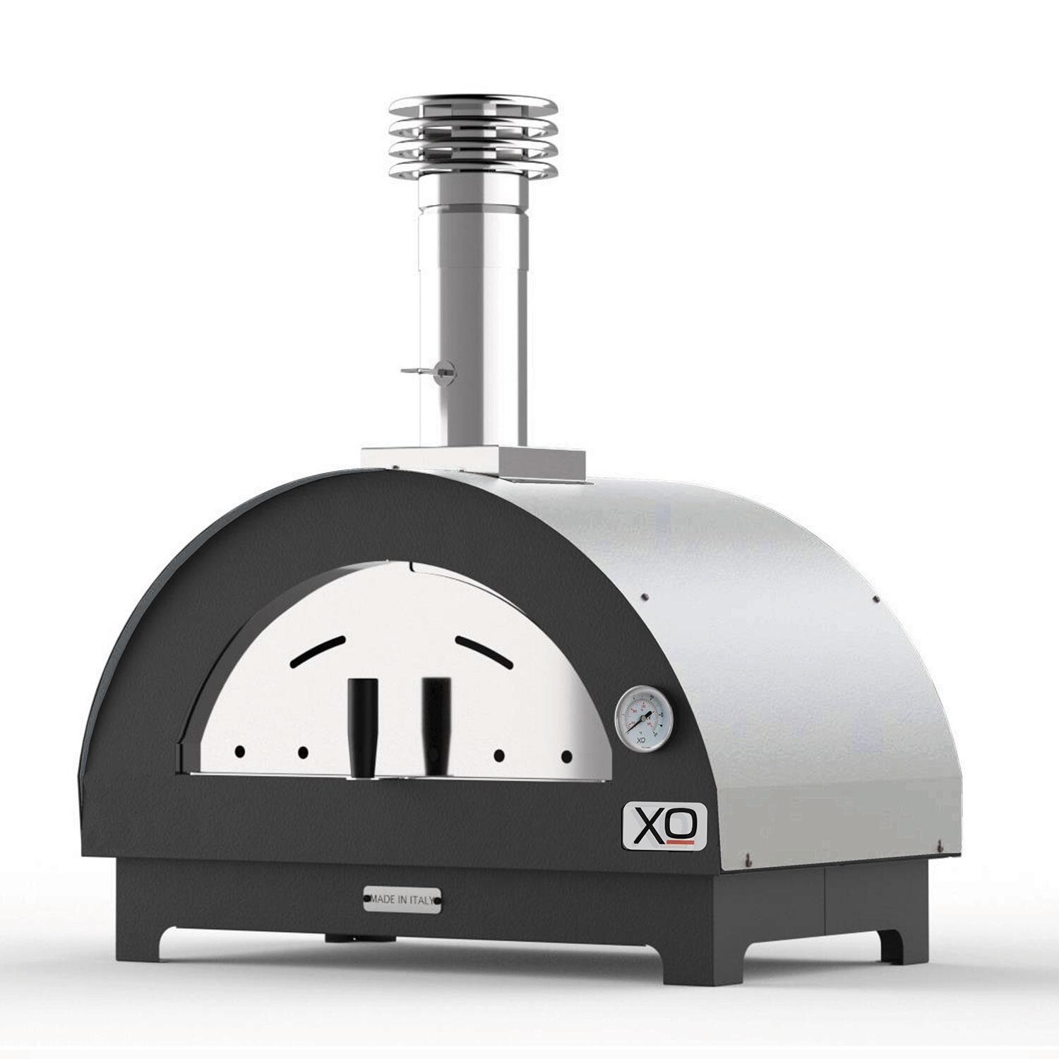XO Appliance XOPIZZA1SS PIZZA1 Countertop Wood-Fired Pizza Oven in Black / Stainless Steel - White Background thumbnail