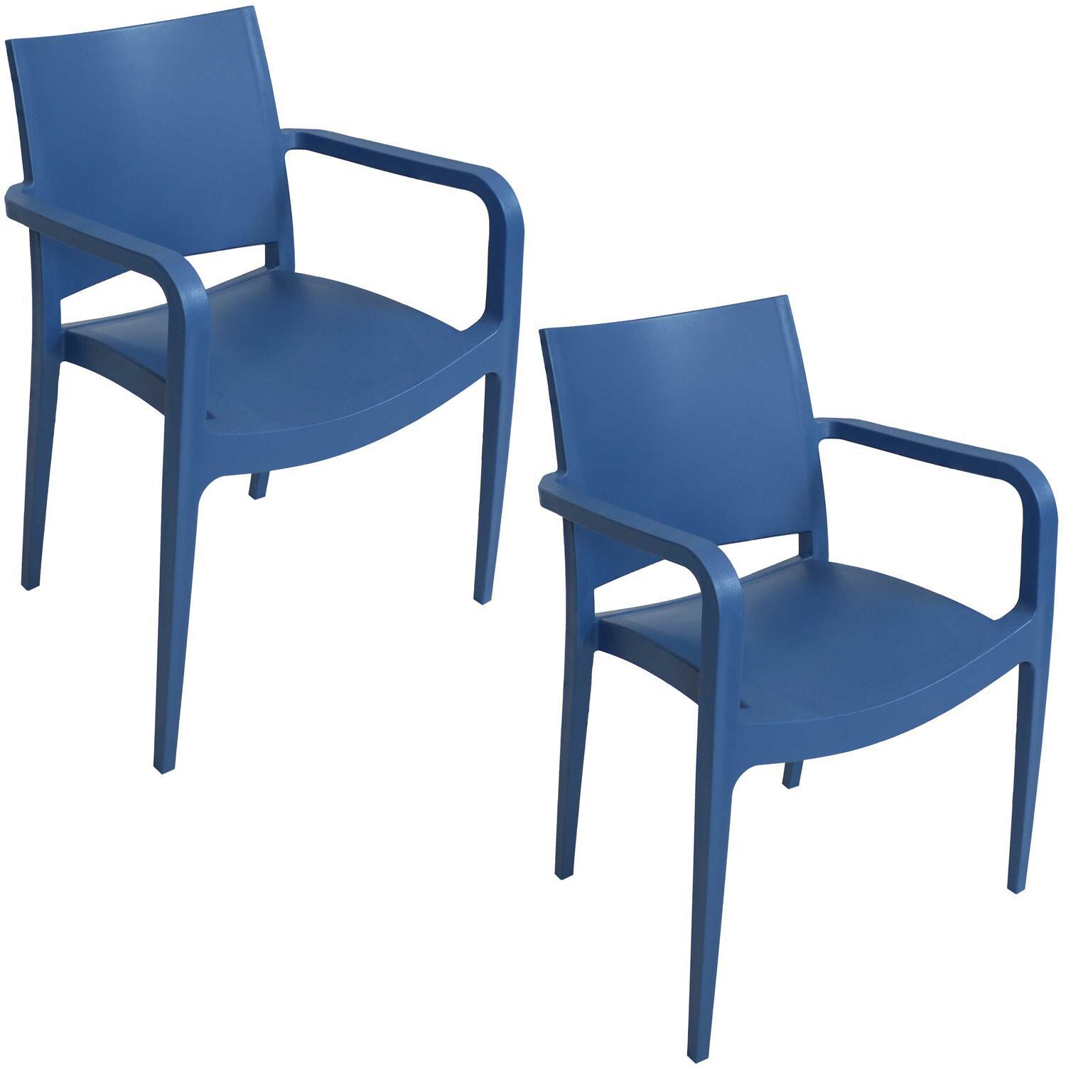 Ultimate Patio Plastic Dining Armchair - Sax Blue - Full Set thumbnail