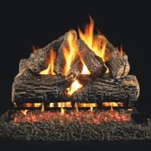 Peterson Real Fyre 30-Inch Charred Oak Gas Log Set With Vented G4 Burner - Match Light