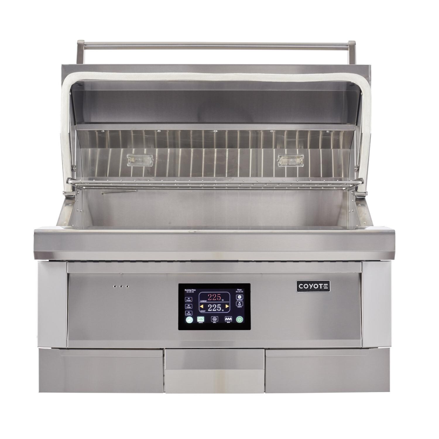 Coyote - C1P36 - 36-Inch Built-In Pellet Grill - Hood Open thumbnail