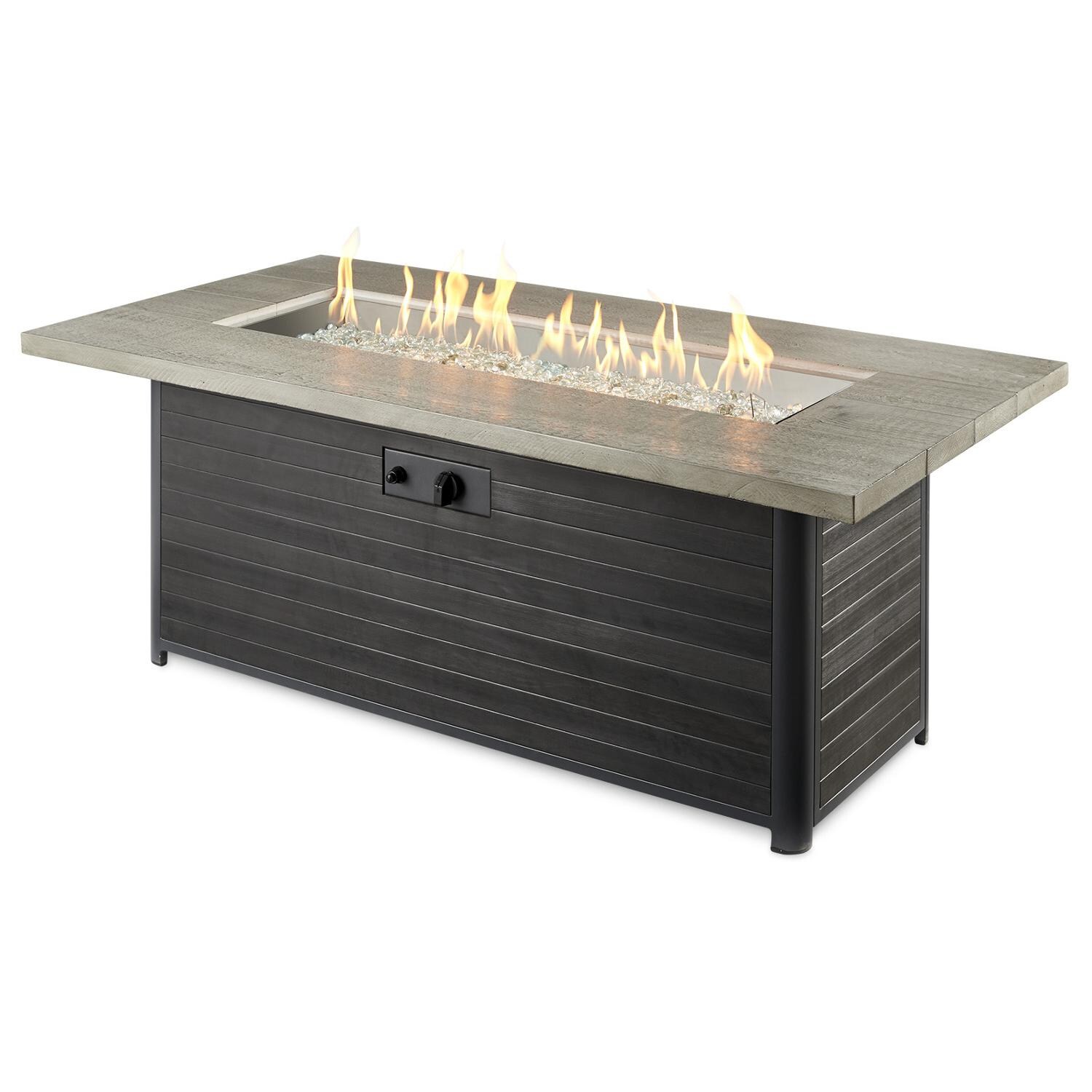 The Outdoor GreatRoom Company Cedar Ridge 61" Linear Propane Gas Fire Pit Table with 42" Crystal Fire Burner - Grey Cedar - CR-1242-K Option 2