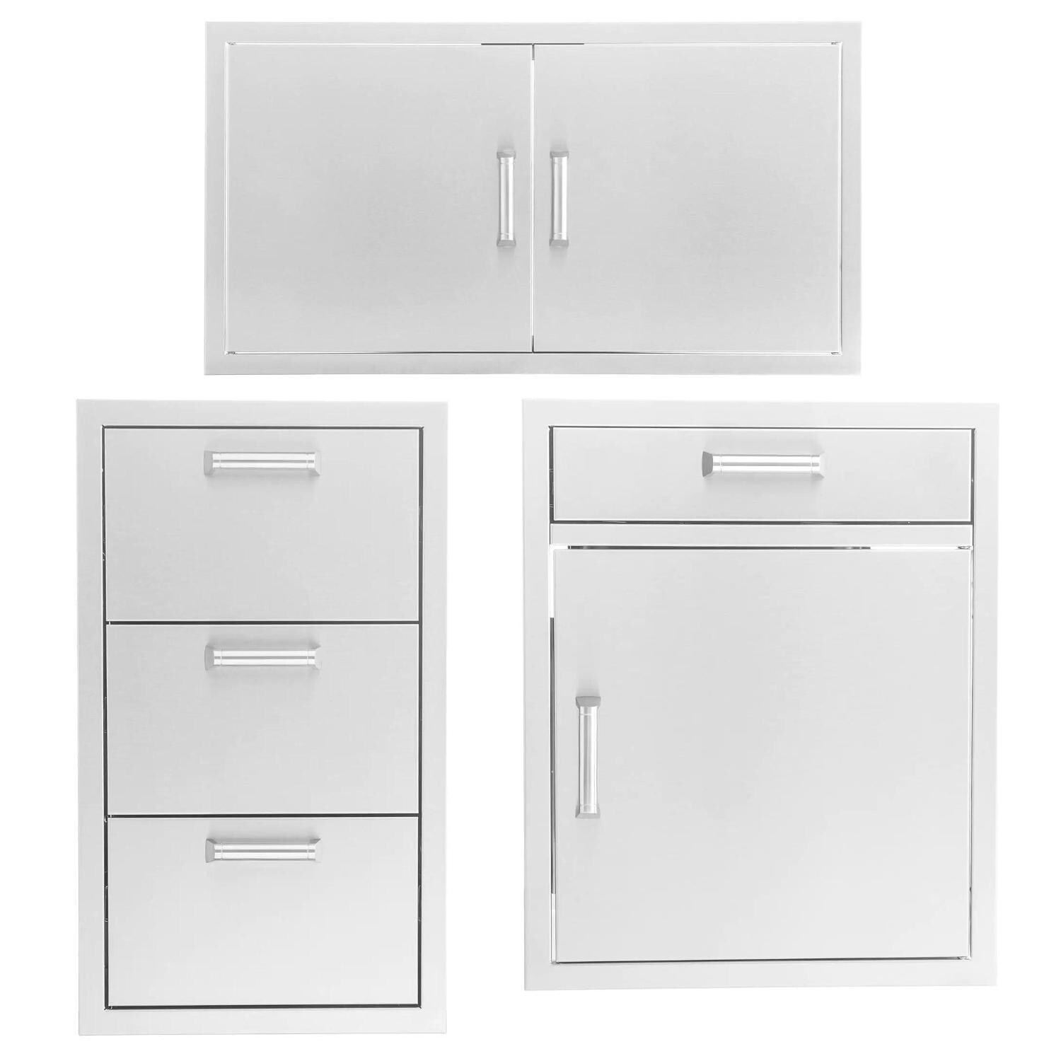 BBQGuys Signature 3 Pc 40-Inch Double Access Door Outdoor Kitchen Storage Package - Contempo - White Background thumbnail