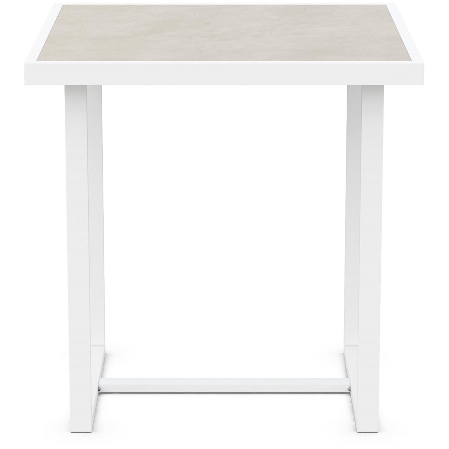 Azzurro Living Pavia 35 Inch White Aluminum Counter Table W/ Albarium Dekton Top - Front - White Background thumbnail