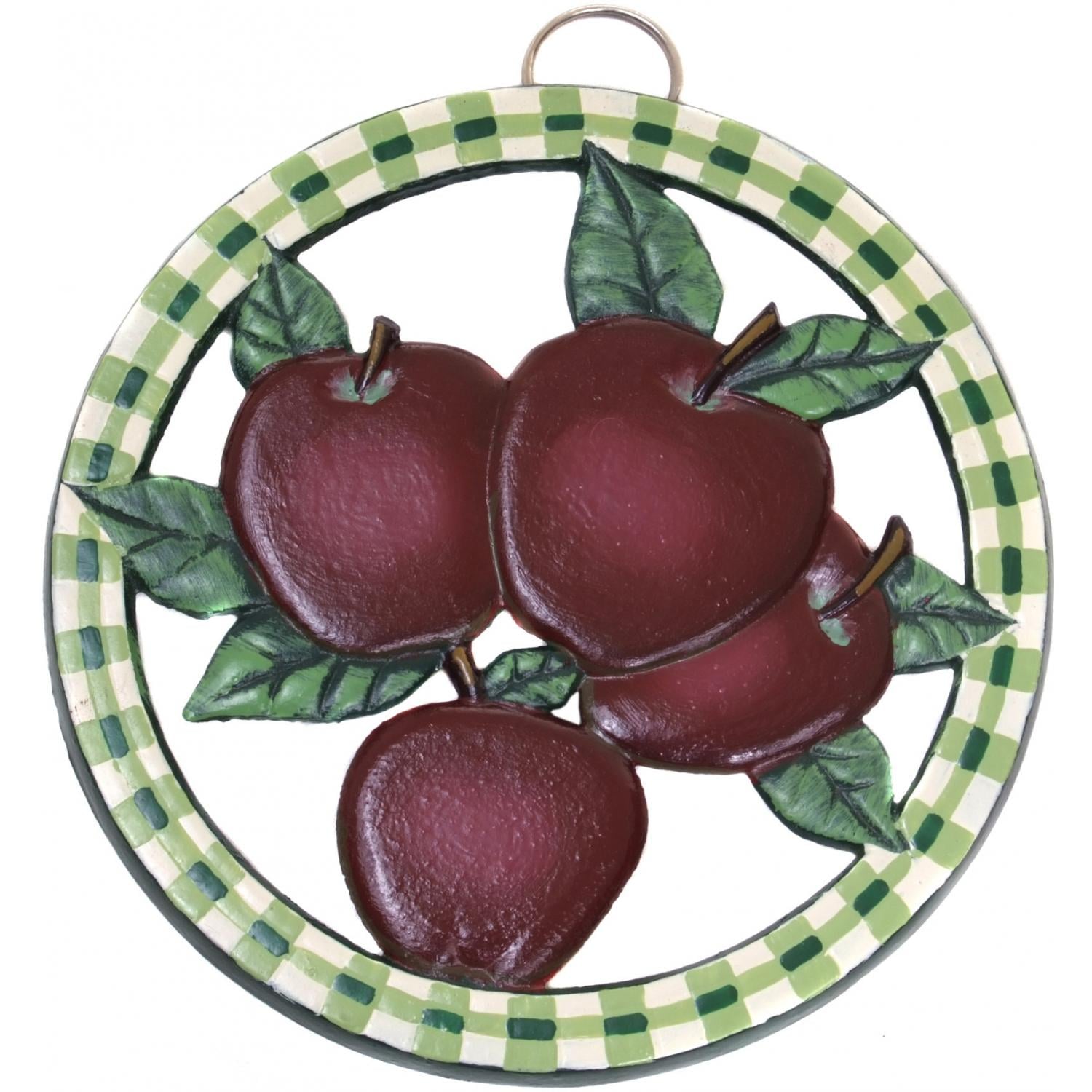 Old Dutch Hand Painted Apple Round Trivet Full View