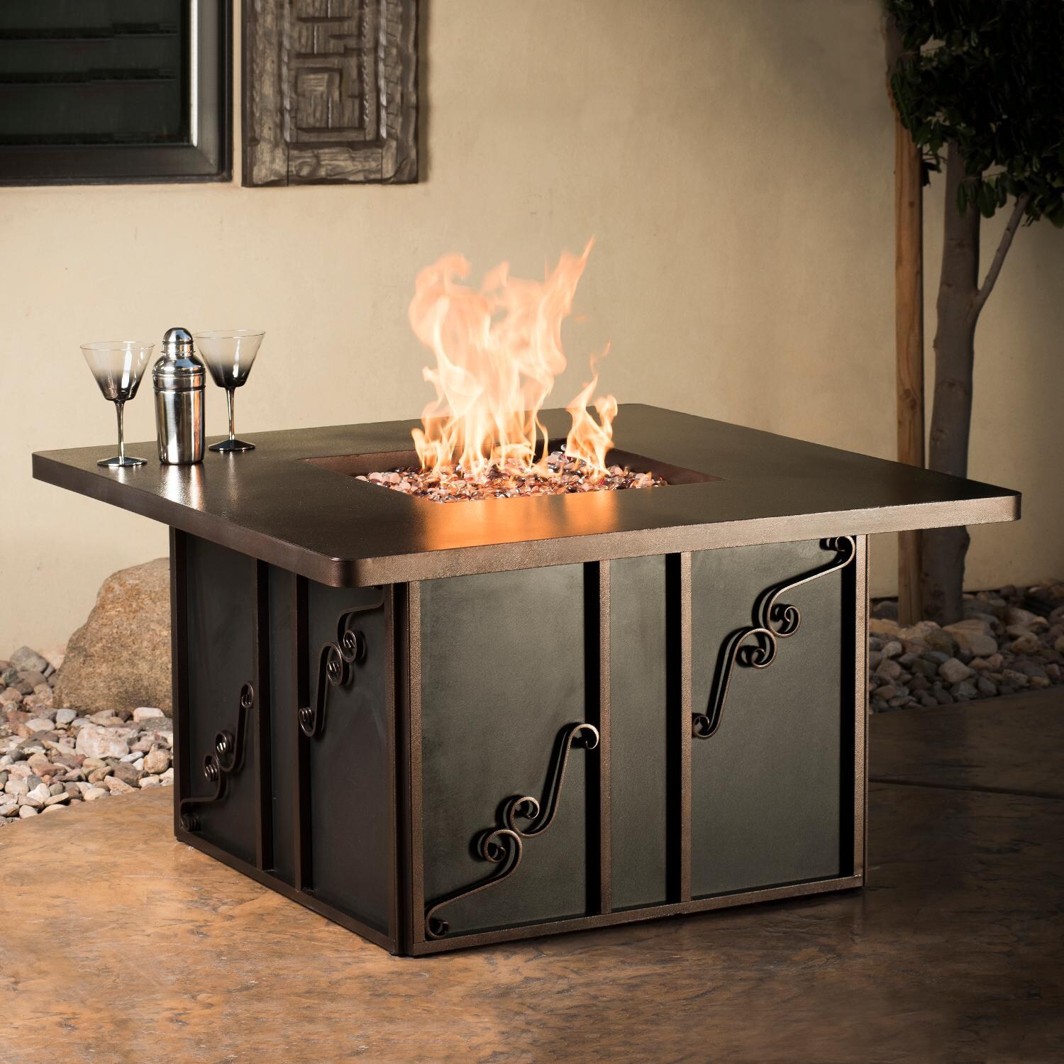 CC Products Regale Night 48-Inch Square Natural Gas Fire Table - Black Finish - C1037