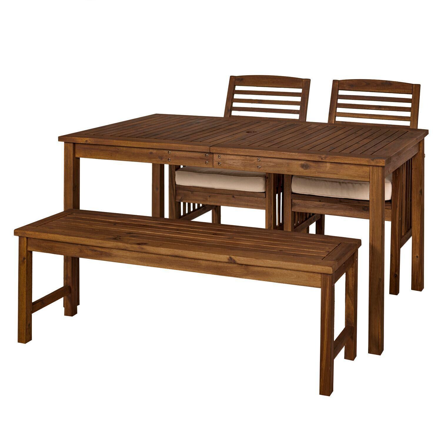 Ultimate Patio Horizon Way 4 Piece Dark Brown Acacia Patio Dining Set - Angled View thumbnail