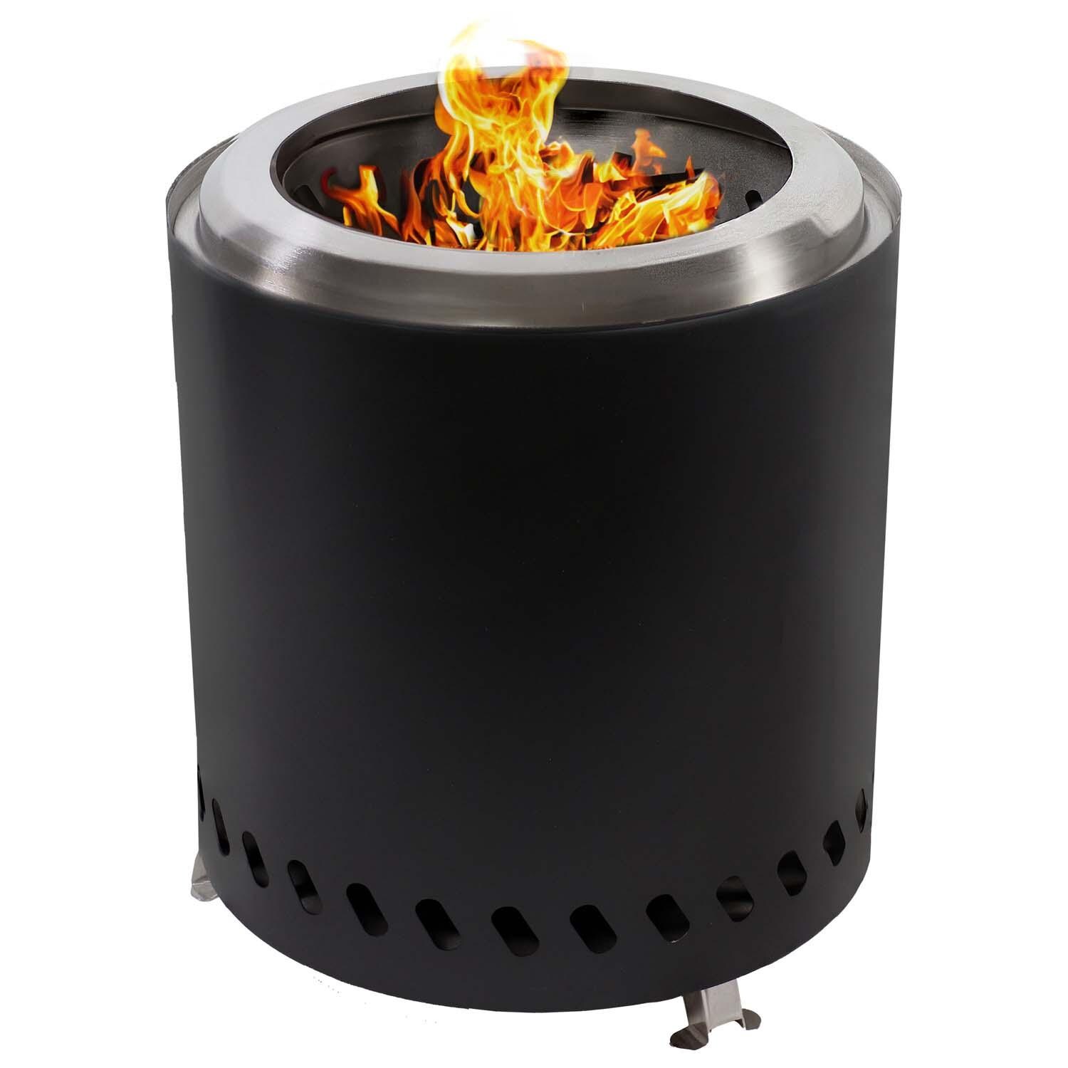 9 Inch Tabletop Smokeless Wood Burning Fire Pit in Black By Ultimate Patio - White Background thumbnail