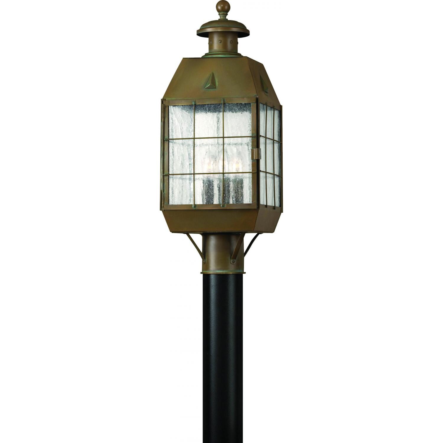 Hinkley Lighting Nantucket Three Light 21-Inch Outdoor Post Light - Aged Brass - 2371AS