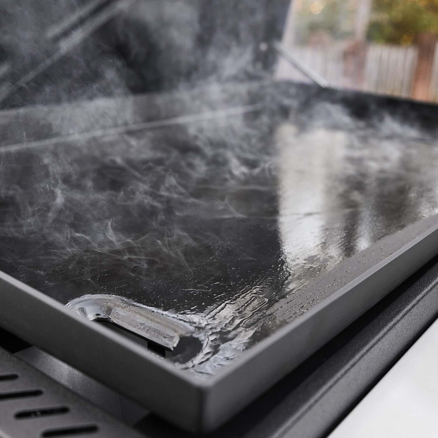 Weber 1500216 Slate 36 Inch Rust-Resistant Propane Griddle - Steam on Griddle - Detail thumbnail